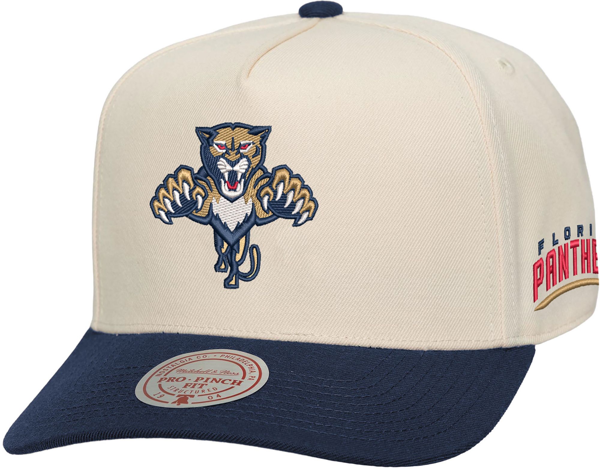 Mitchell & Ness Men's Florida Panthers Cream Pro Pinch Snapback Hat product image