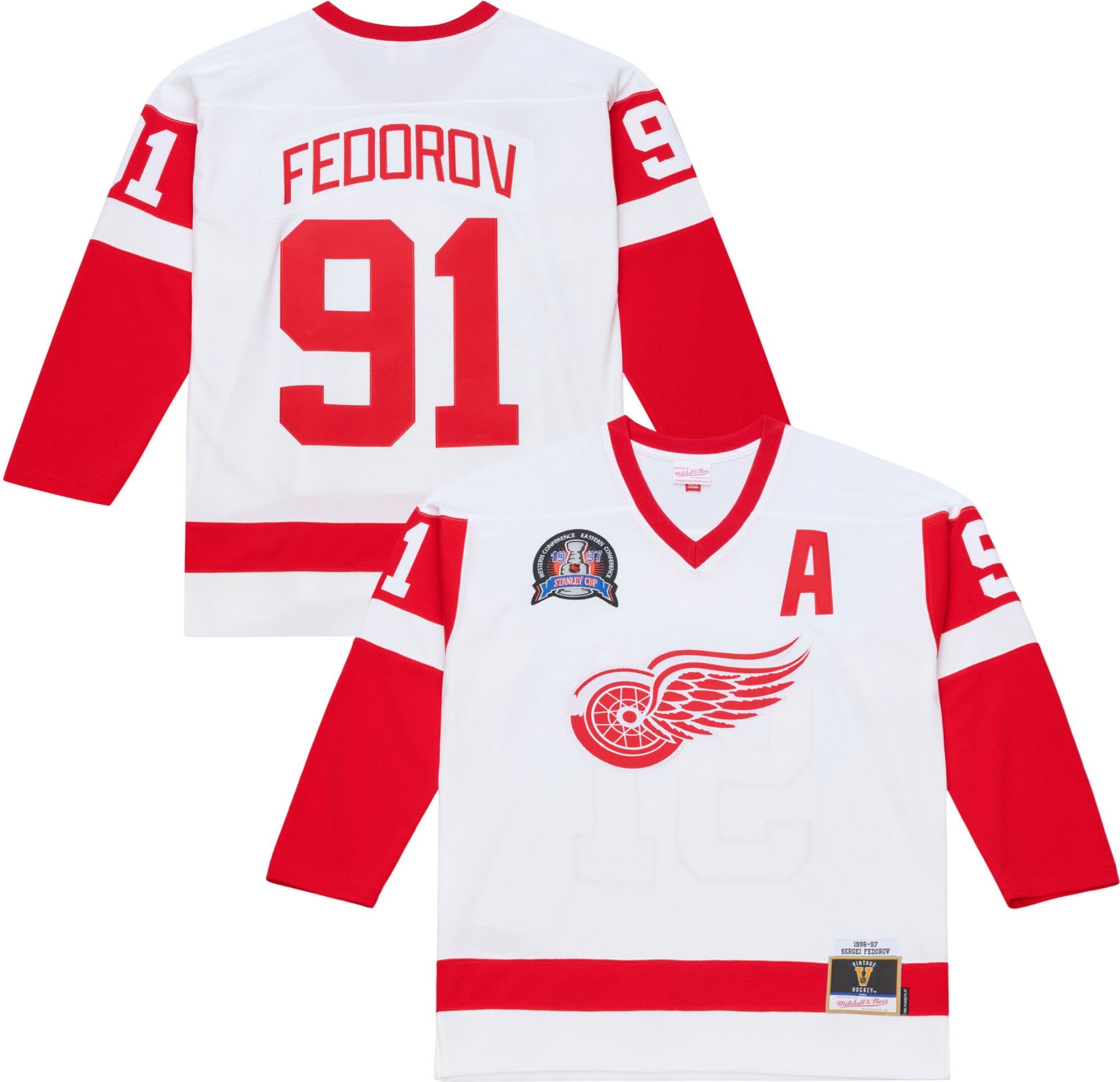 Mitchell & Ness Men's Detroit Red Wings Sergei Fedorov #91 White 1996 Vintage Jersey product image
