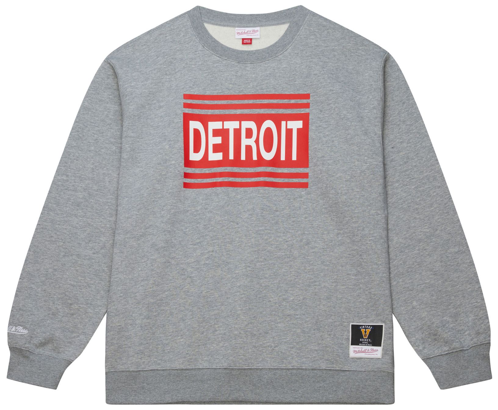 Mitchell & Ness Men's Detroit Red Wings Grey All In Walk Off Fleece Crewneck Sweatshirt product image