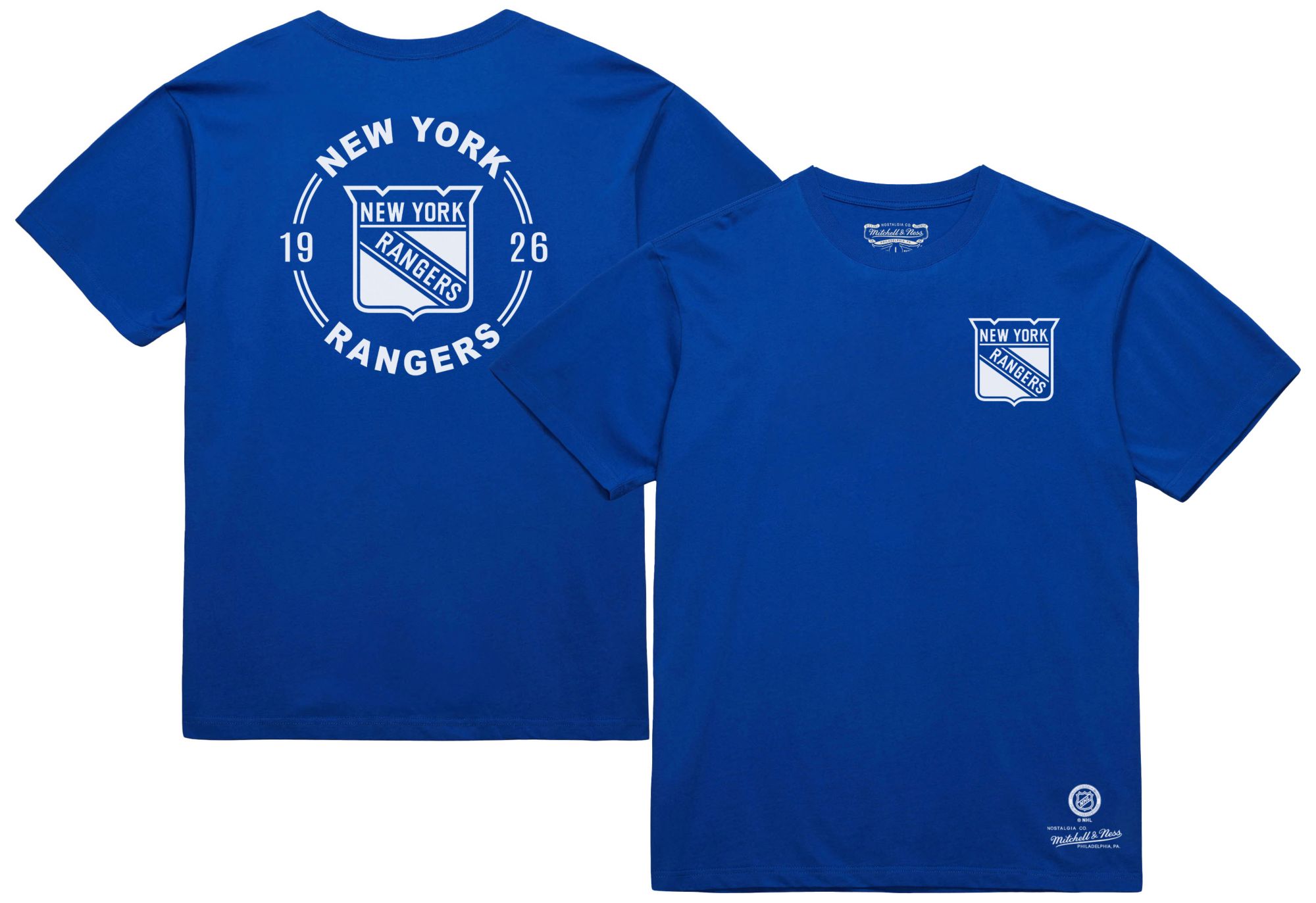 Mitchell & Ness Men's New York Rangers Blue Penalty Box 3 Short Sleeve T-Shirt product image
