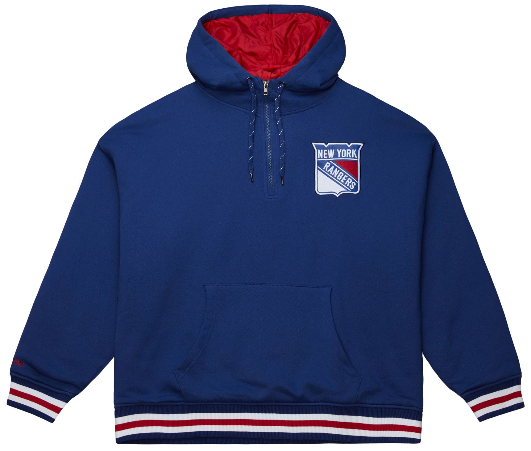 Mitchell & Ness Men's New York Rangers Navy 'Throw It Back' Quilted Pullover Hoodie product image
