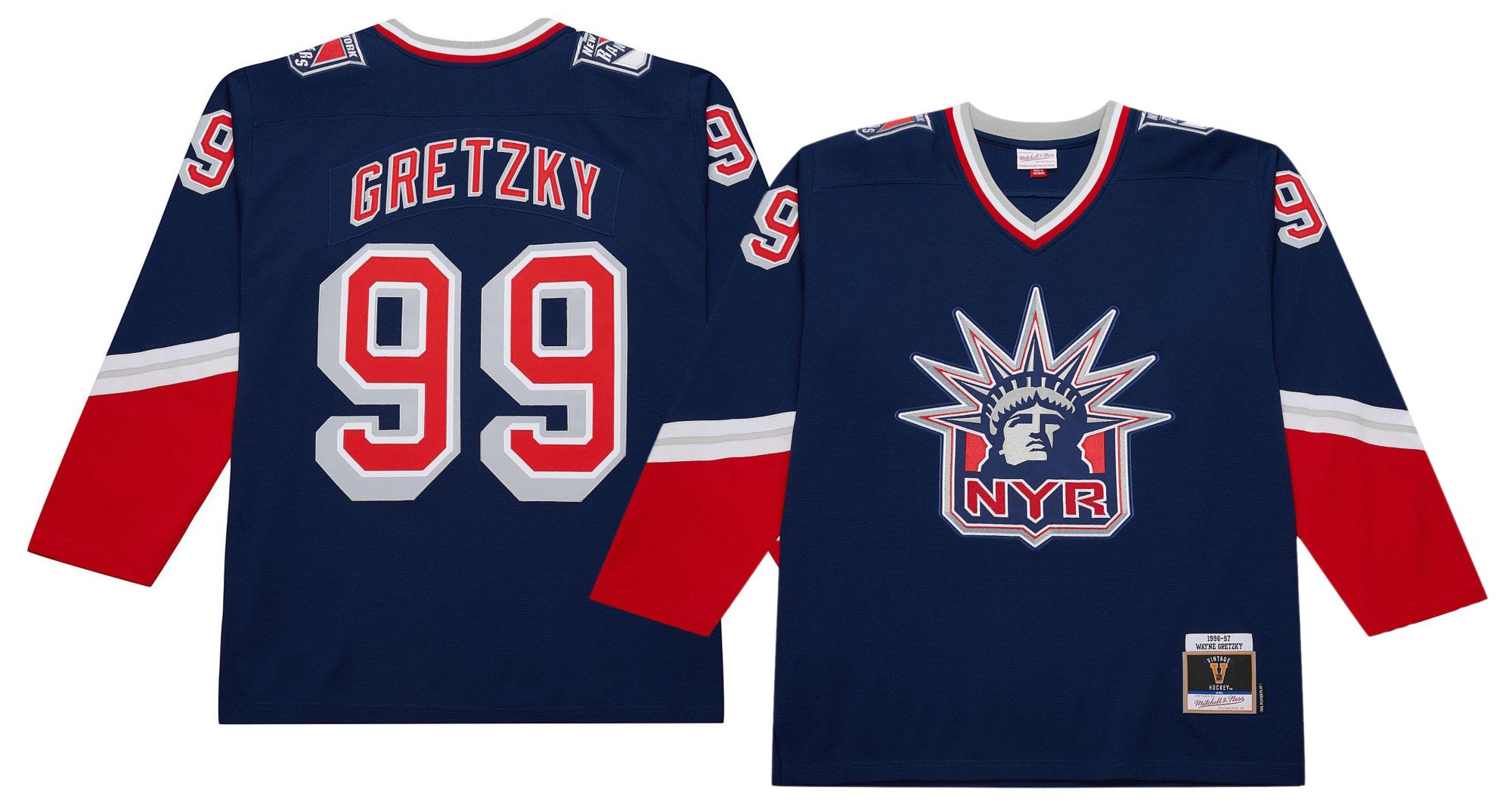 Mitchell & Ness Men's New York Rangers Wayne Gretzky #99 1996 Navy Power Play Vintage Replica Jersey product image