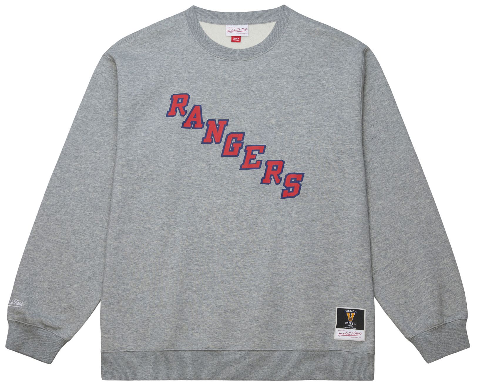 Mitchell & Ness Men's New York Rangers Grey All In Walk Off Fleece Crewneck Sweatshirt product image