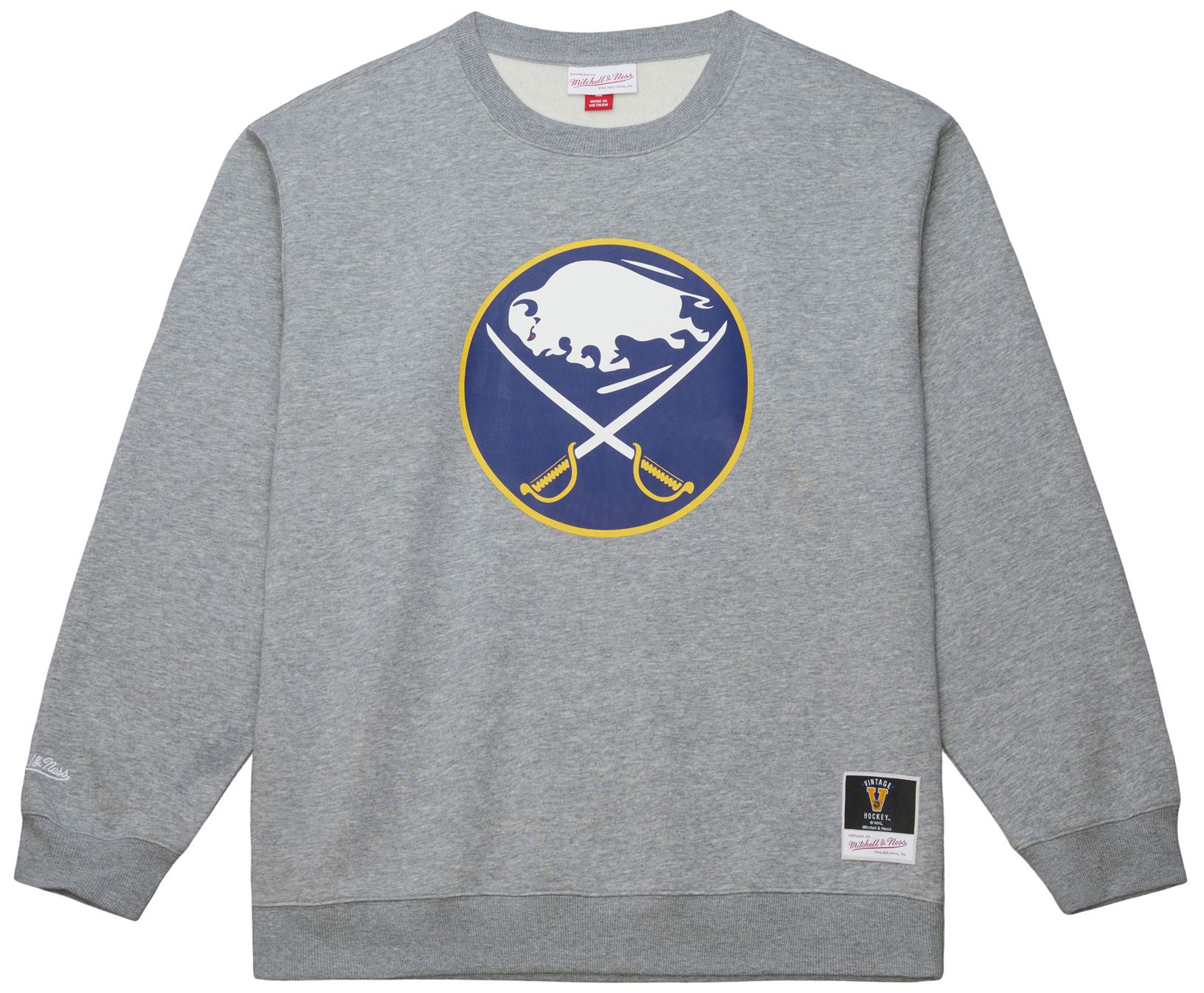 Mitchell & Ness Men's Buffalo Sabres Grey All In Walk Off Fleece Crewneck Sweatshirt product image
