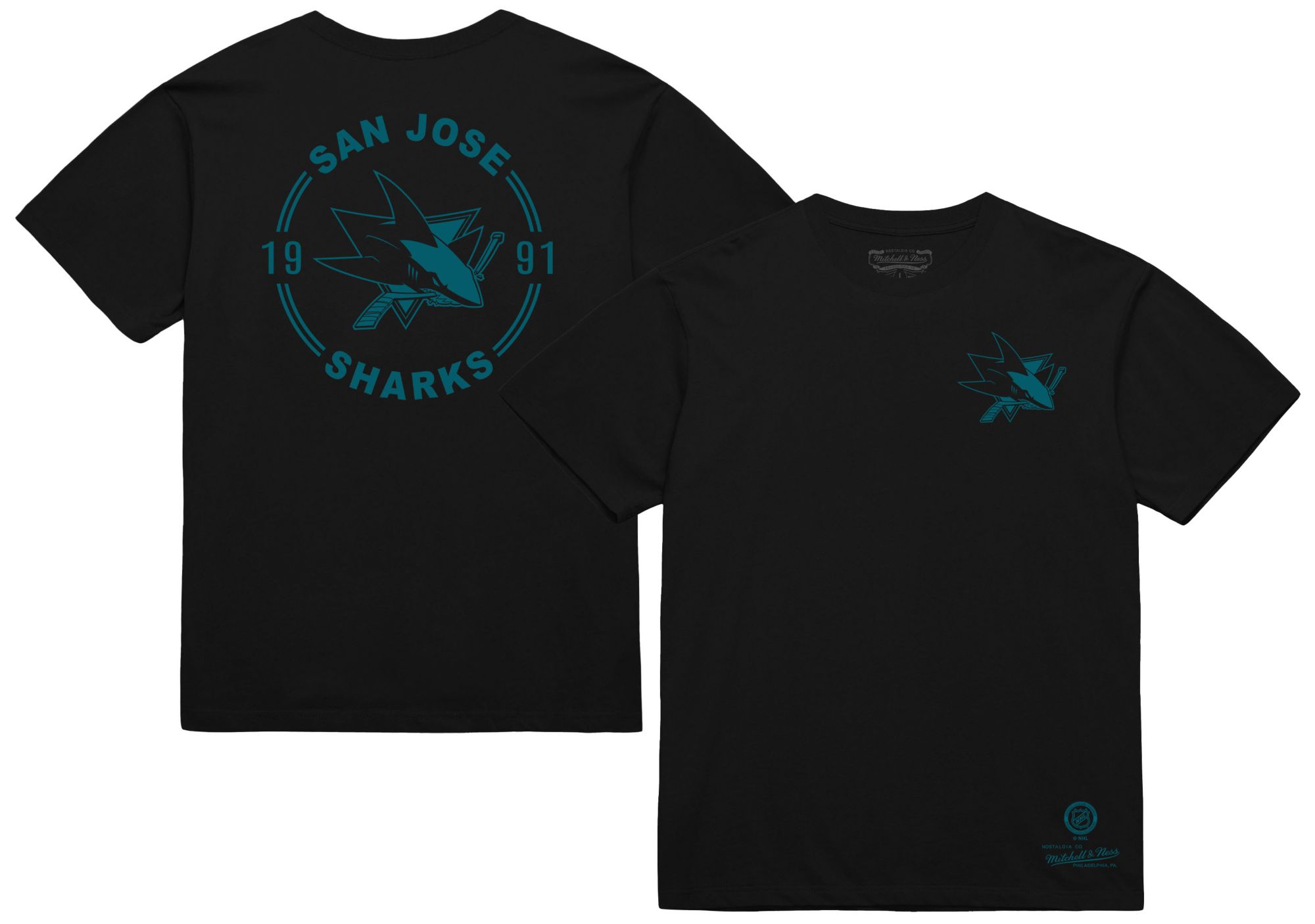 Mitchell & Ness Men's San Jose Sharks Black Penalty Box 3 Short Sleeve T-Shirt product image