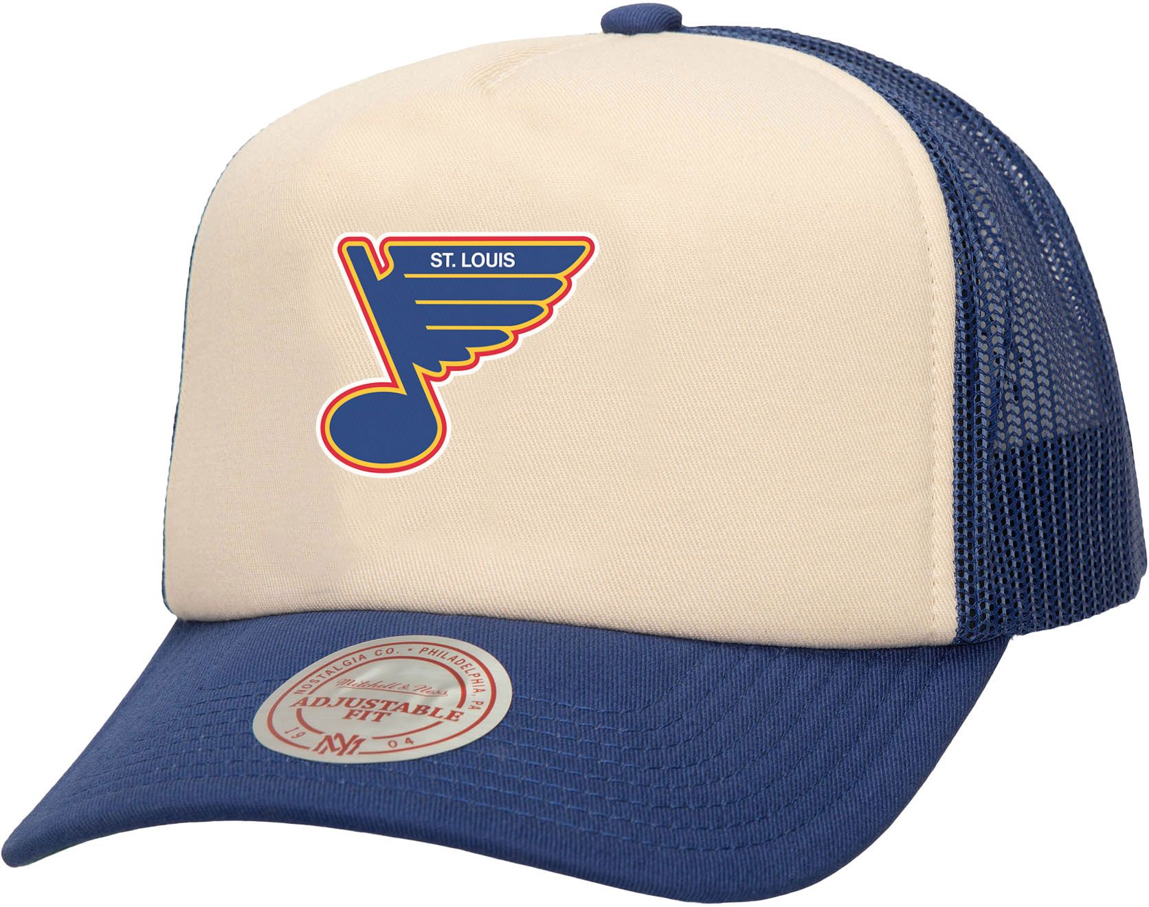 Mitchell & Ness Men's St. Louis Blues Cream Vintage Block Trucker Hat product image