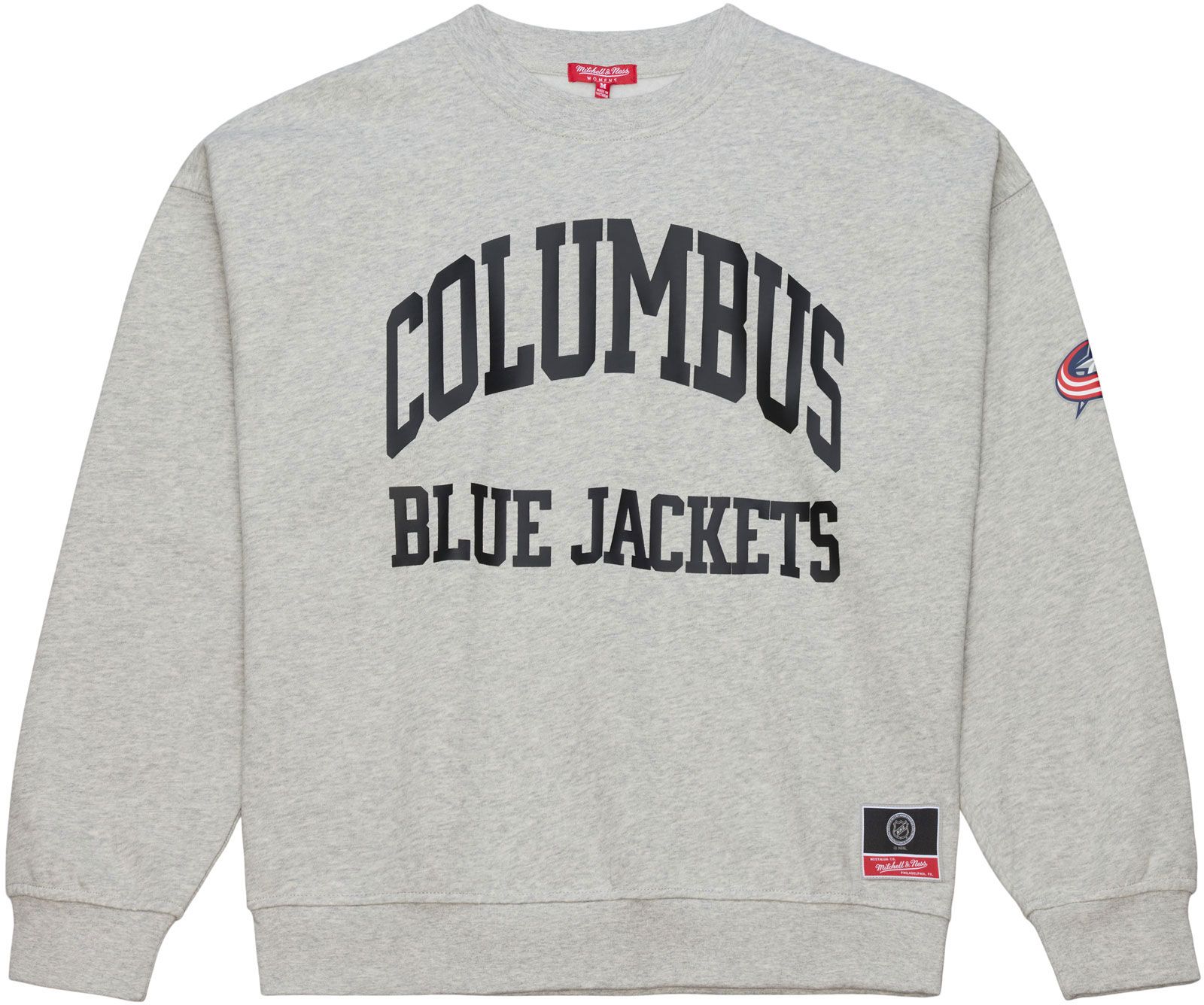 Mitchell & Ness Women's Columbus Blue Jackets Grey Logo Crewneck Sweatshirt product image