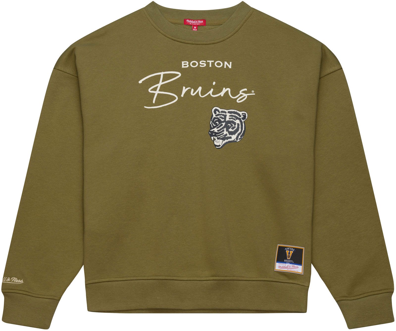 Mitchell & Ness Women's Boston Bruins Olive Logo Crewneck Sweatshirt product image