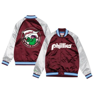 sorry, Mitchell & Ness Youth Philadelphia Phillies Red Mascot Satin Jacket is currently out of stock