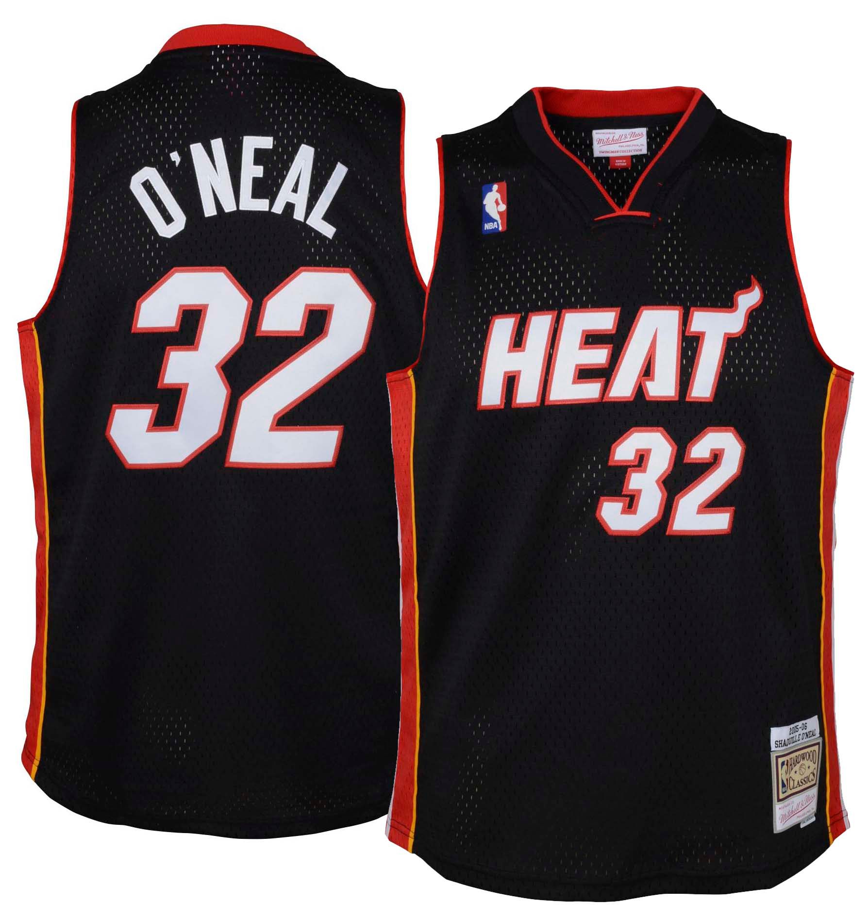 Mitchell & Ness Youth 2005-2006 Miami Heat Shaquille O'Neal #32 Black Hardwood Classics Replica Jersey product image