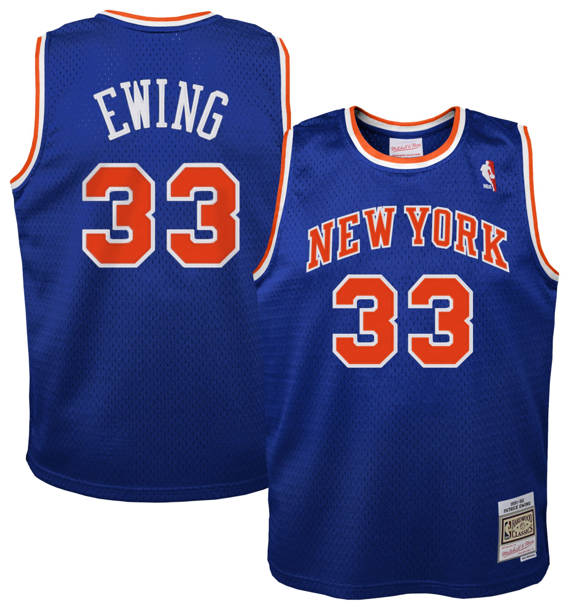 Mitchell & Ness Youth New York Knicks Patrick Ewing #33 Blue HWC Replica 1991 Jersey product image