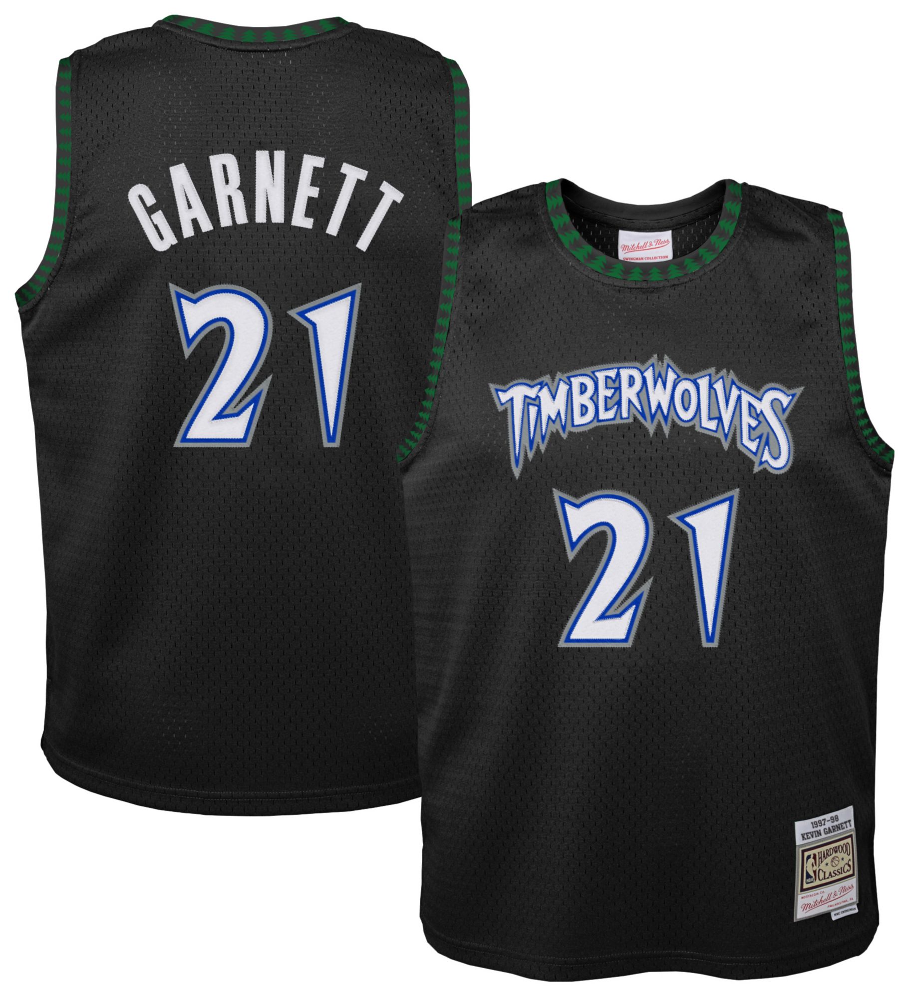 Mitchell & Ness Youth Minnesota Timberwolves Kevin Garnett #21 Black HWC Replica 1997 Jersey product image