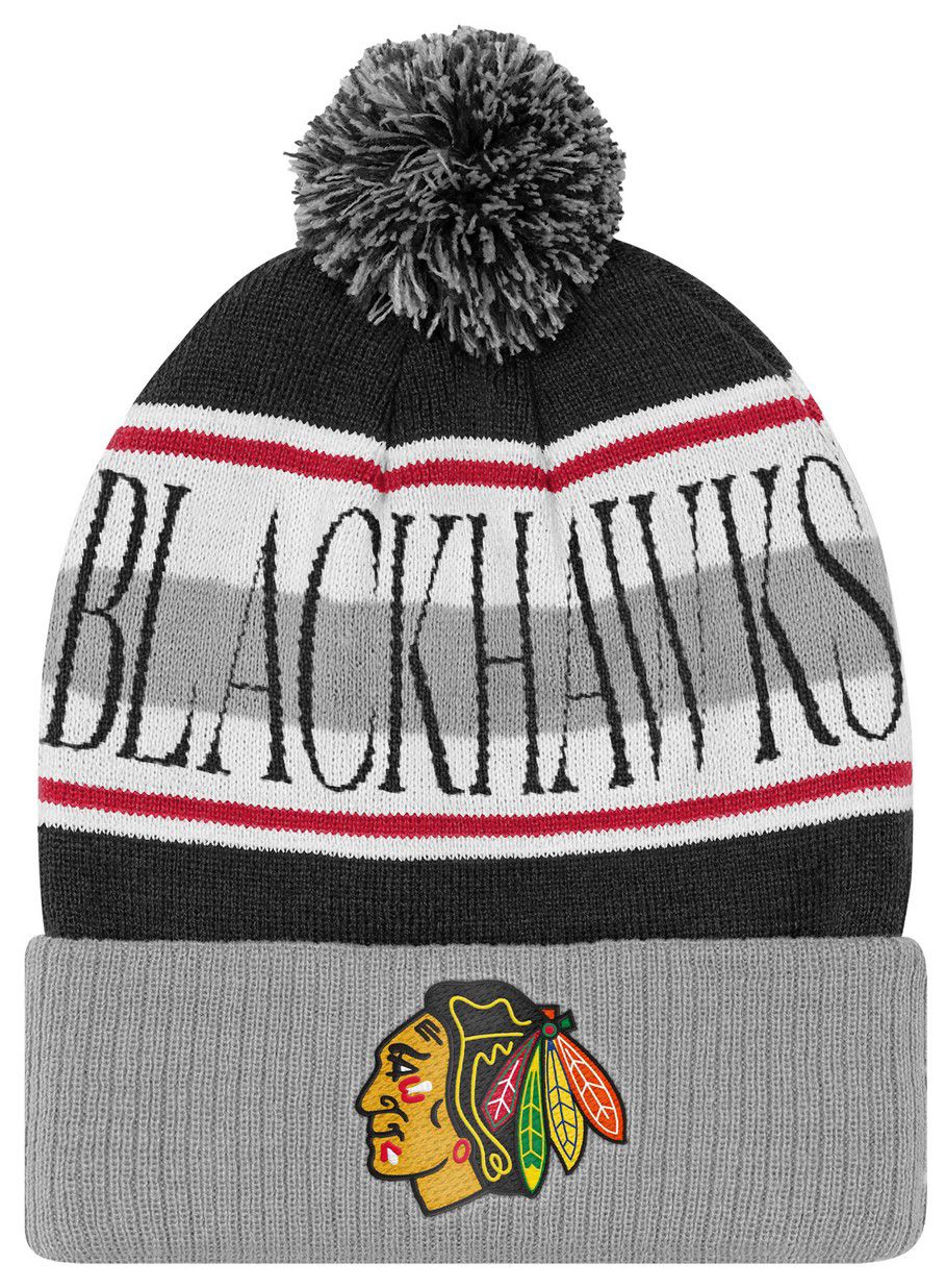 Mitchell & Ness Youth Chicago Blackhawks Black Classic Pom Knit Beanie product image