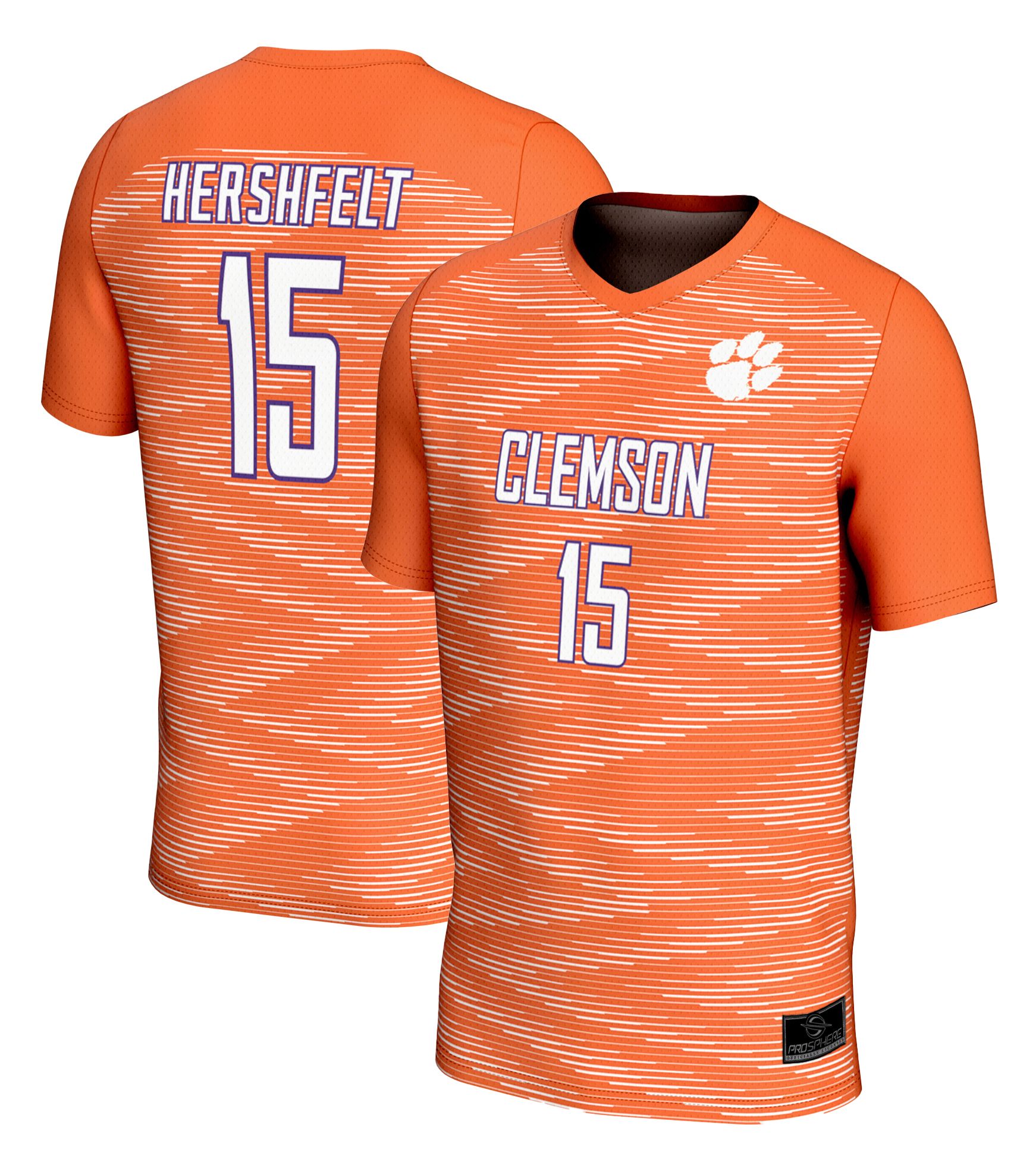 ProSphere Adult Clemson Tigers Hal Hershfelt #15 Orange Soccer Jersey product image
