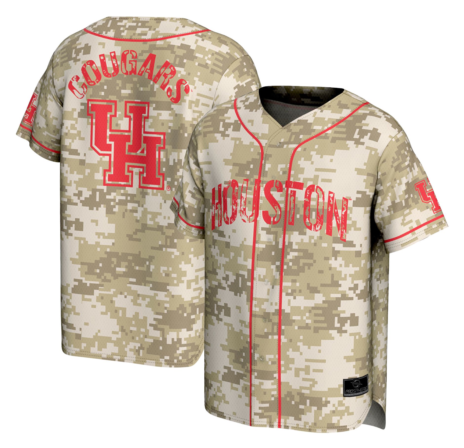 ProSphere Adult Houston Cougars Tan Digicamo Digicamo Baseball Jersey product image