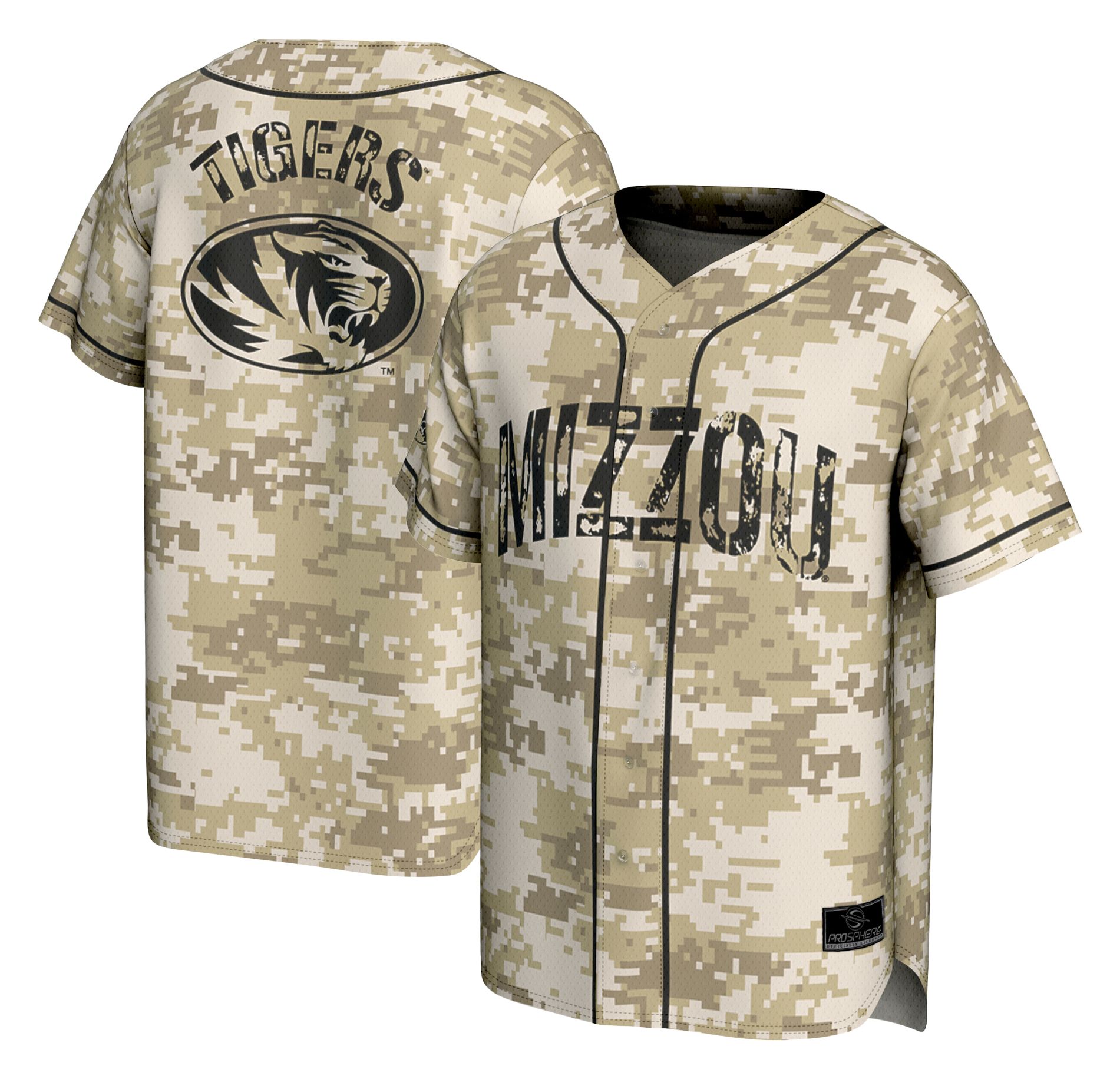 ProSphere Adult Missouri Tigers Tan Digicamo Digicamo Baseball Jersey product image