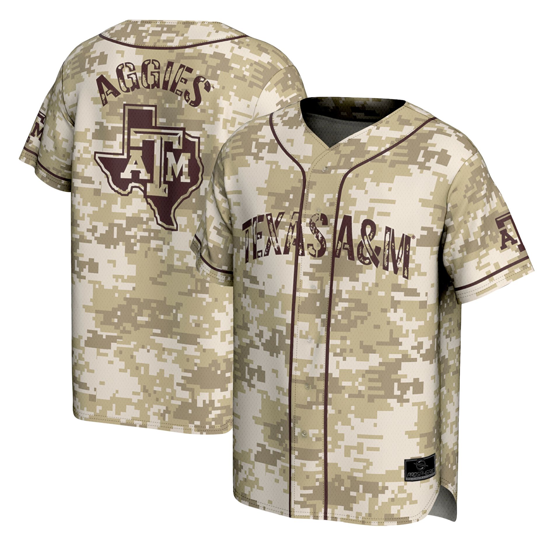 ProSphere Adult Texas A&M Aggies Tan Digicamo Baseball Jersey product image
