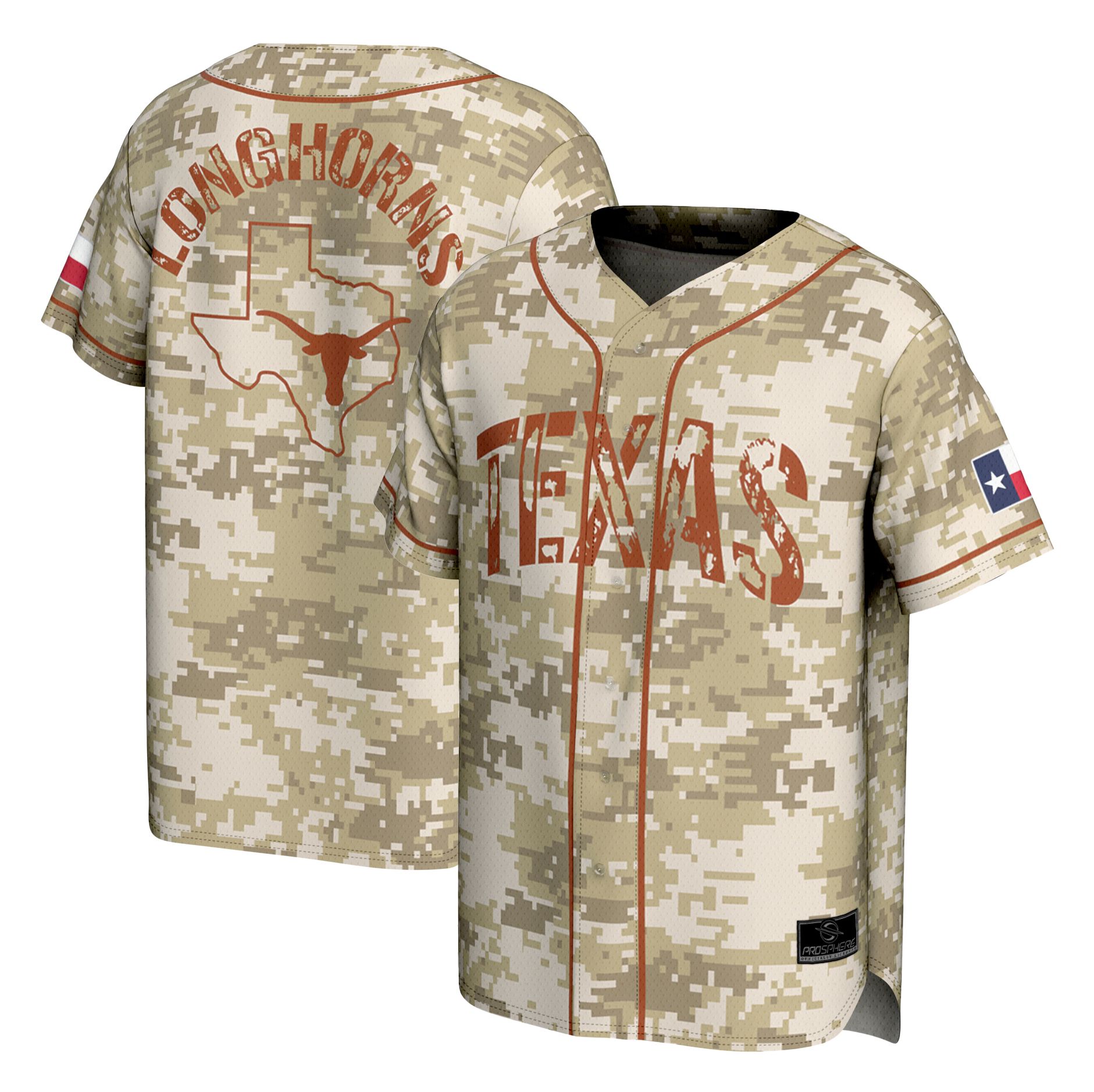 ProSphere Adult Texas Longhorns Tan Digicamo Digicamo Baseball Jersey product image
