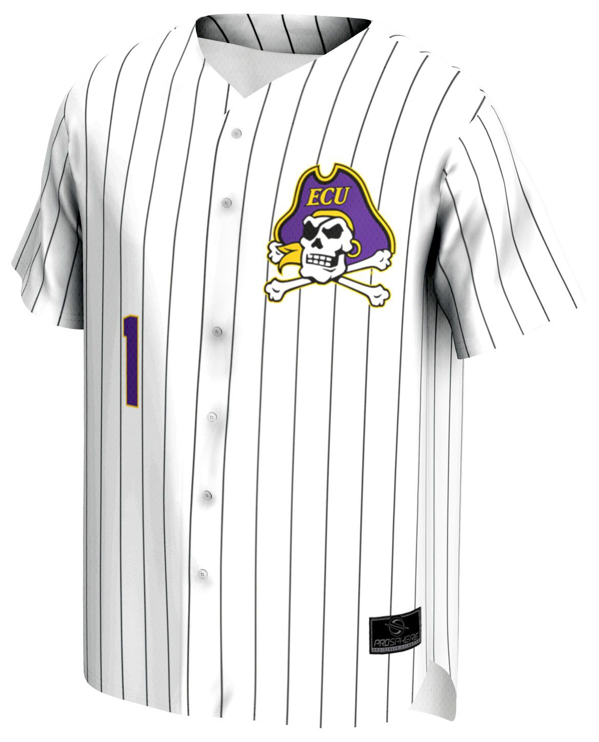 ProSphere Men's East Carolina Pirates White Pinstripe Baseball Jersey product image