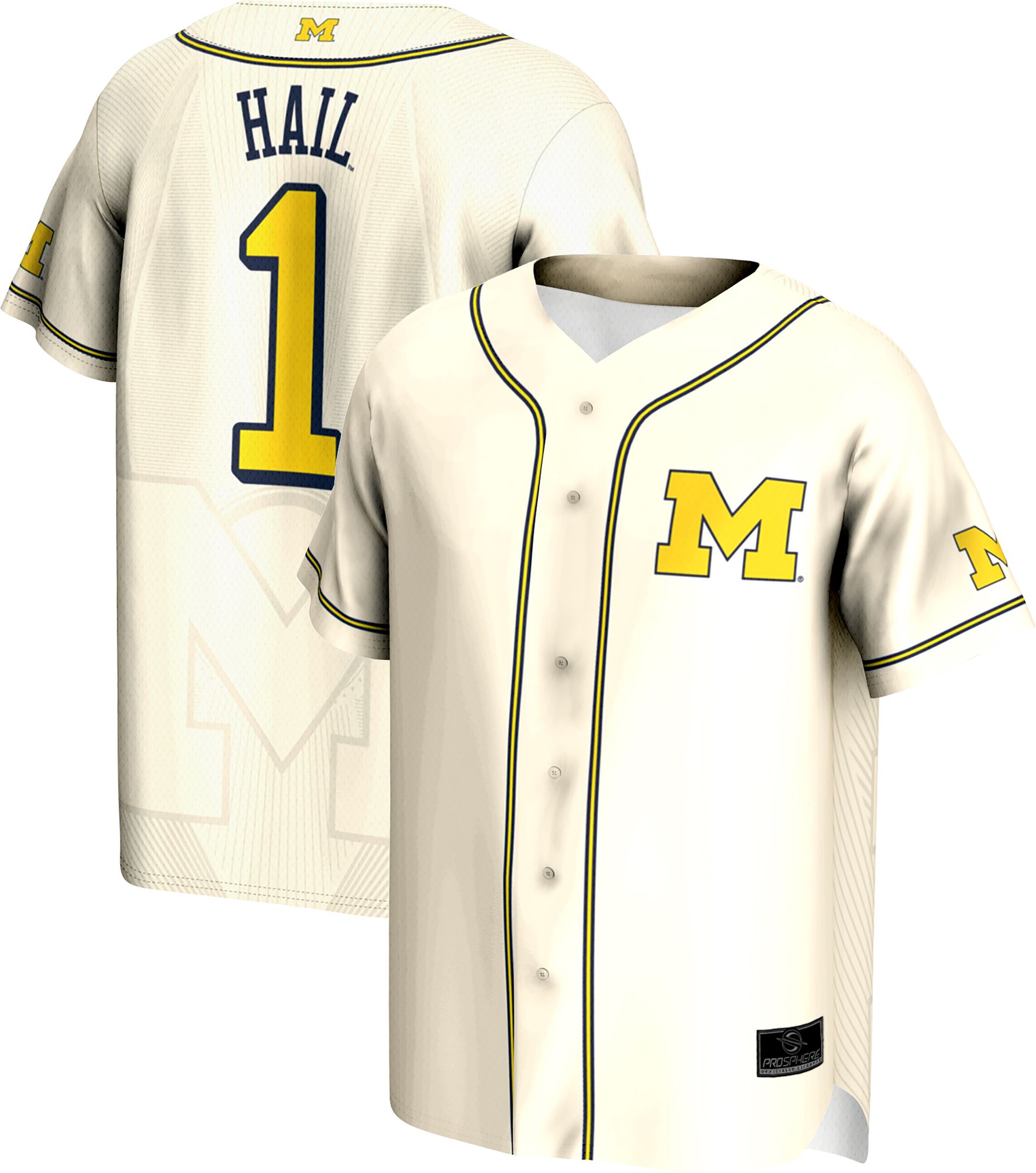 ProSphere Men's Michigan Wolverines Natural Baseball Jersey product image