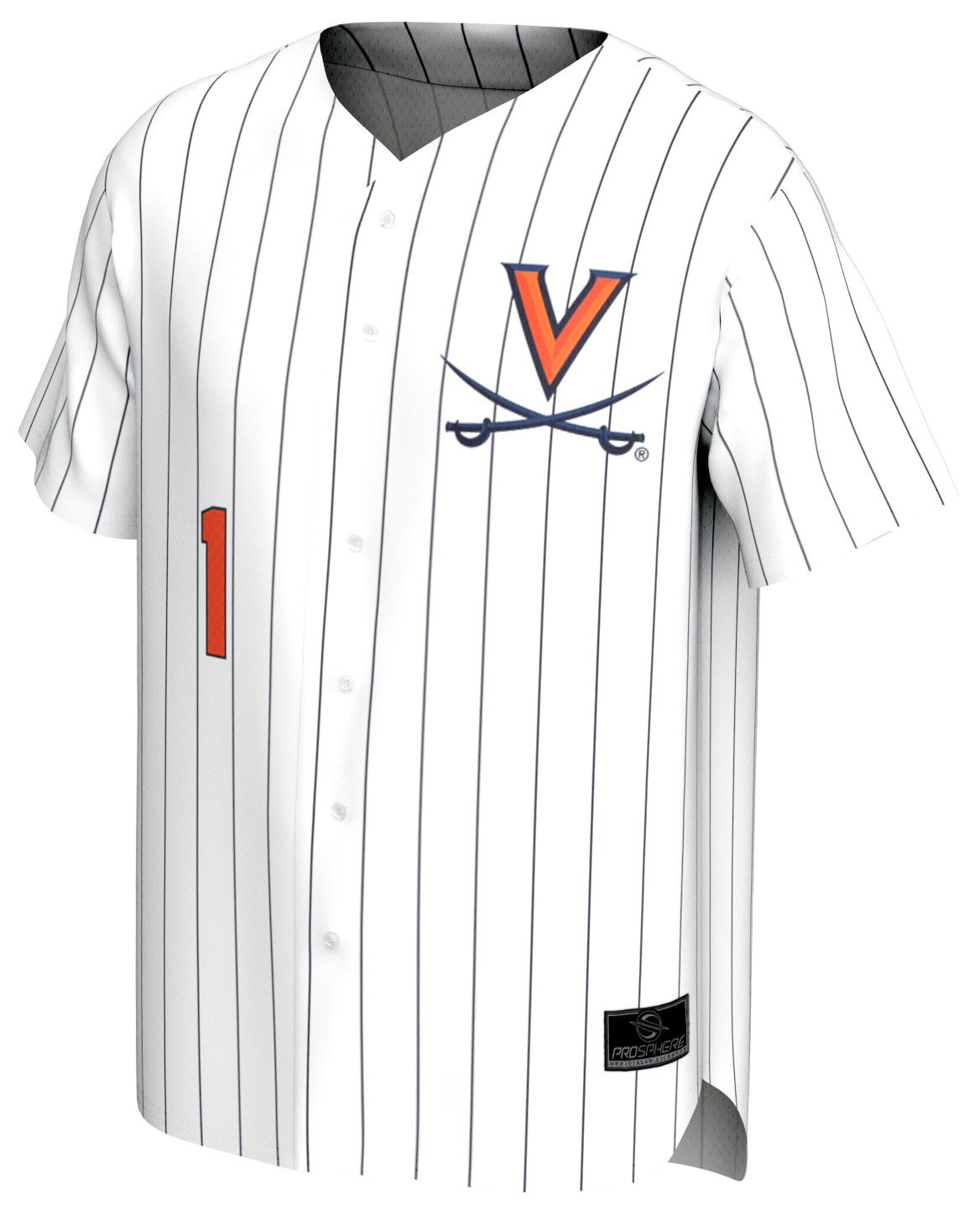 ProSphere Men's Virginia Cavaliers White Pinstripe Baseball Jersey product image