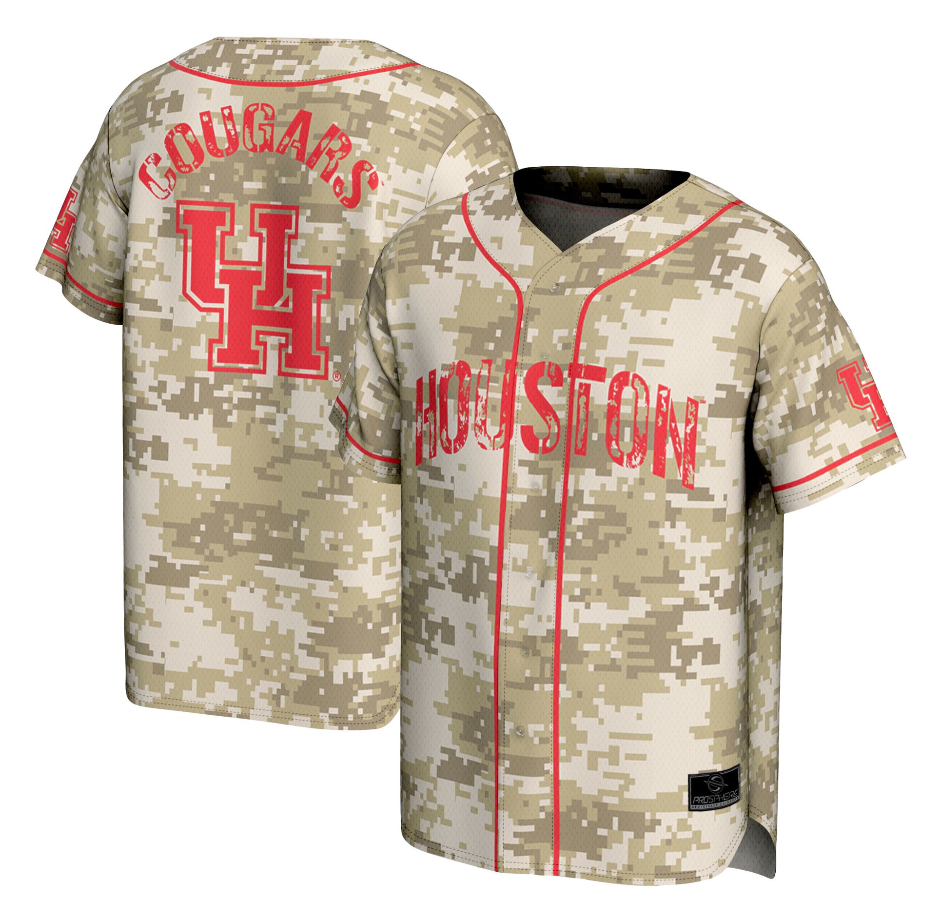ProSphere Youth Houston Cougars Tan Campus Local Digicamo Baseball Jersey product image