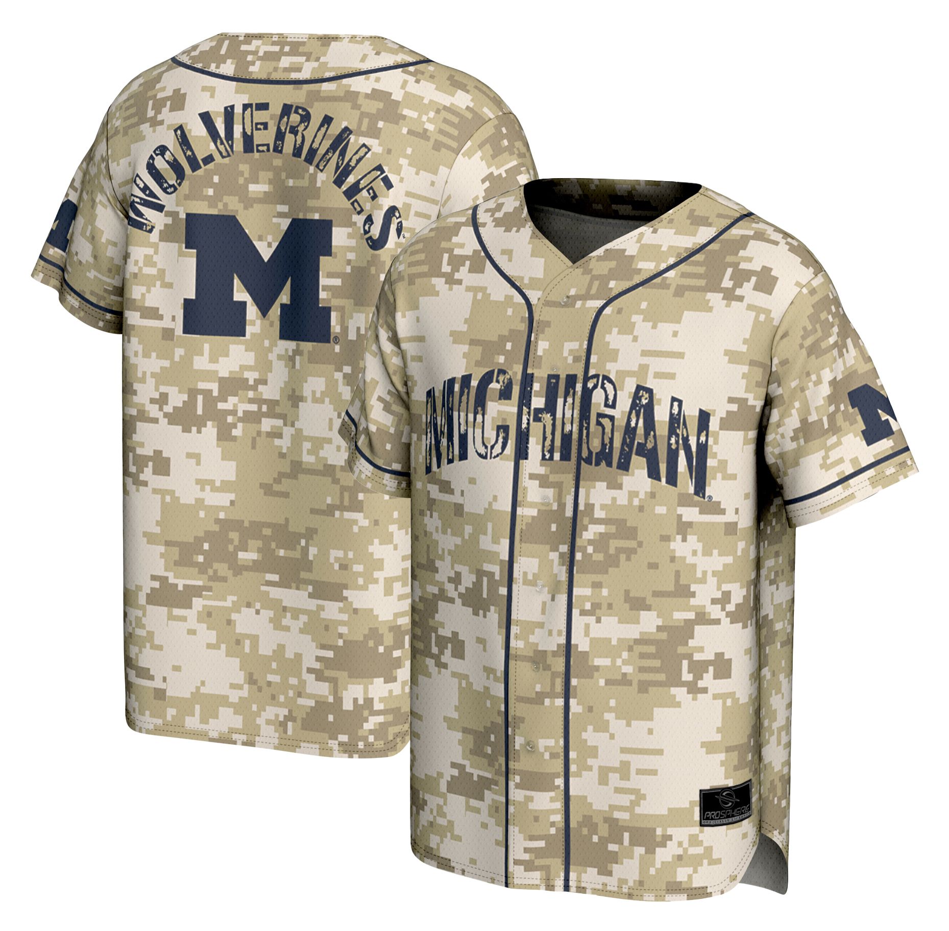 ProSphere Youth Michigan Wolverines Tan Campus Local Digicamo Baseball Jersey product image