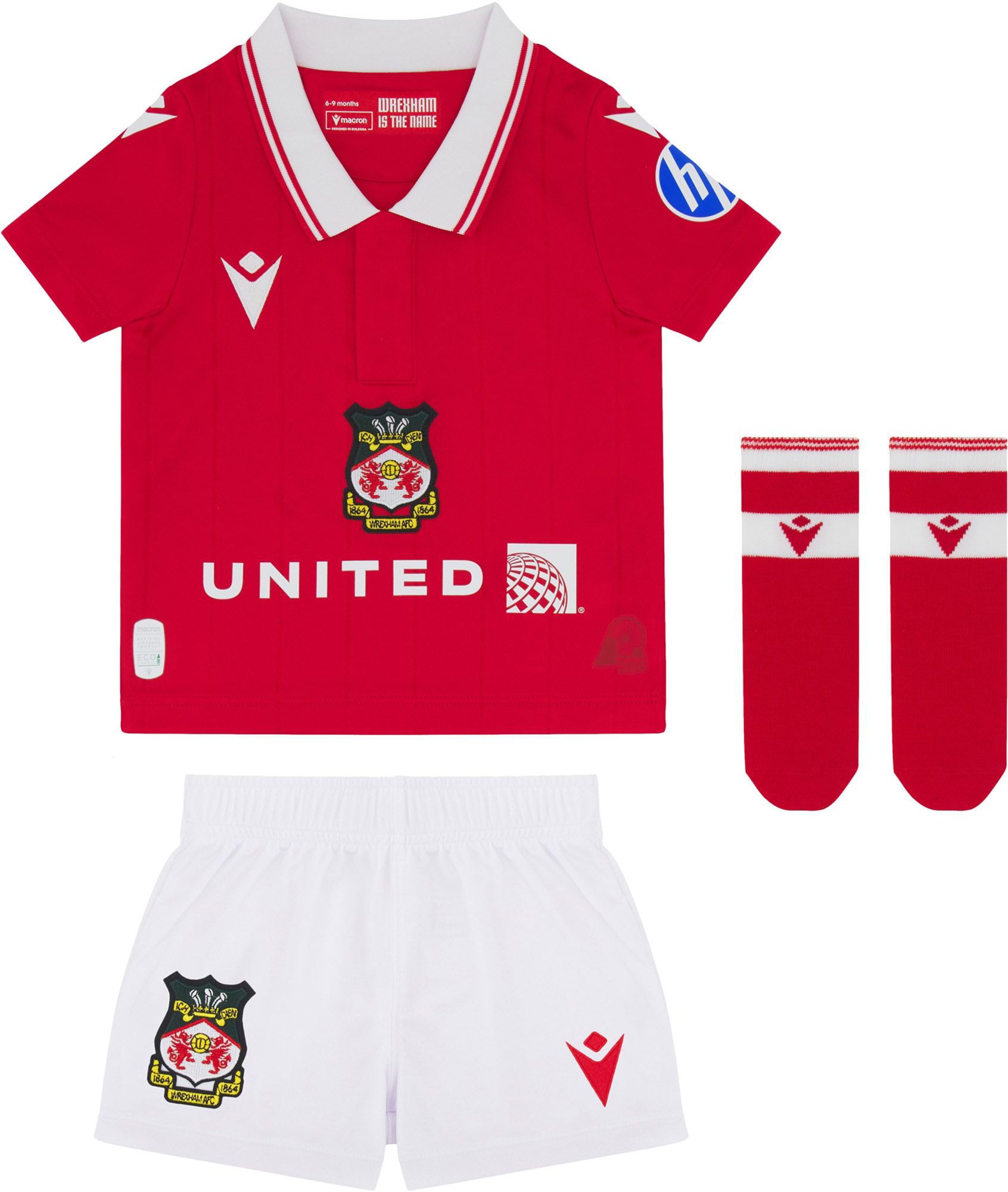 Macron Toddler Wrexham 2025 Red Home Authentic Box Set Jersey product image