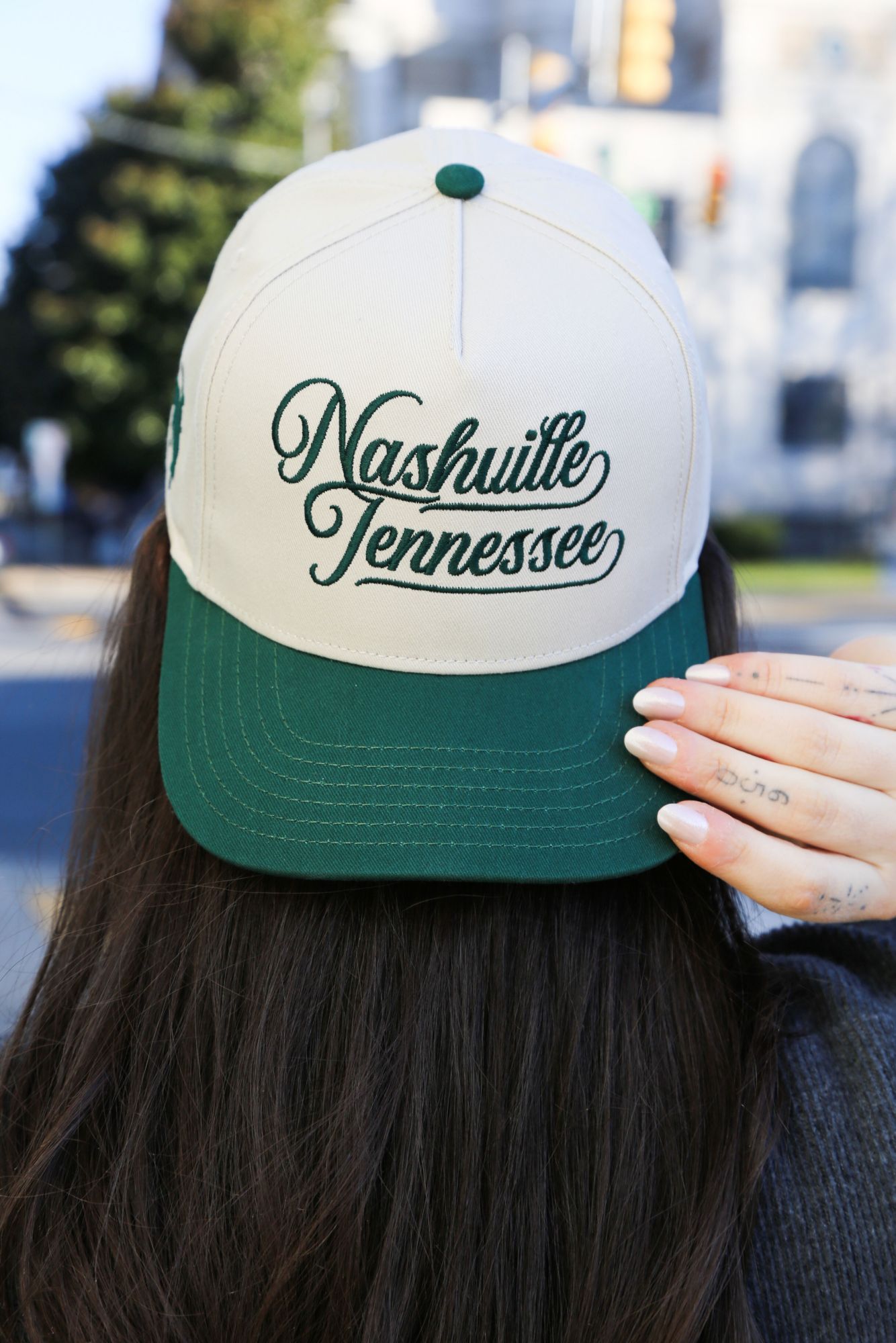 Nash Adult Nashville Green Cursive Snapback Adjustable Hat product image