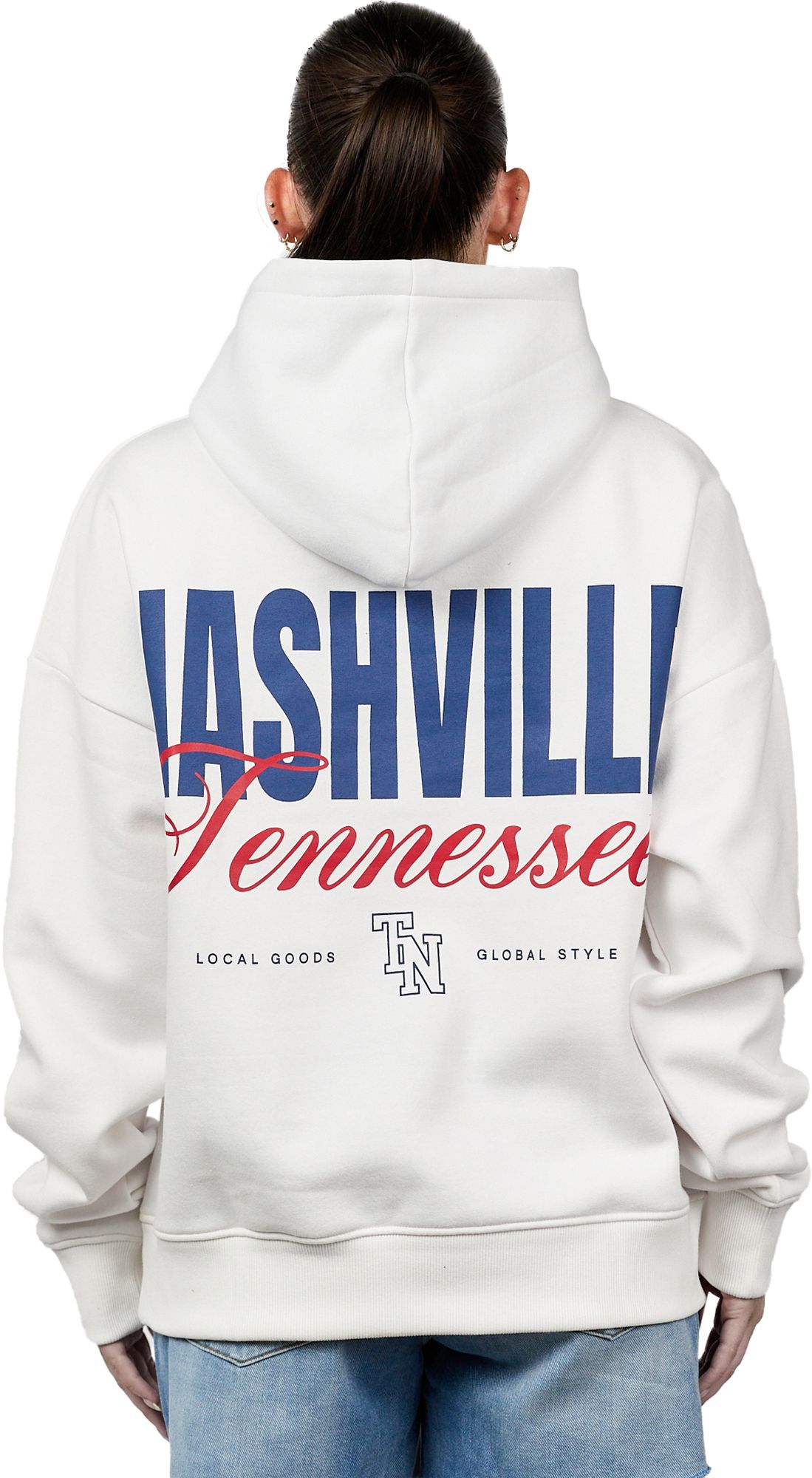 Nash Adult Nashville White/Navy Varsity Script Pullover Hoodie product image