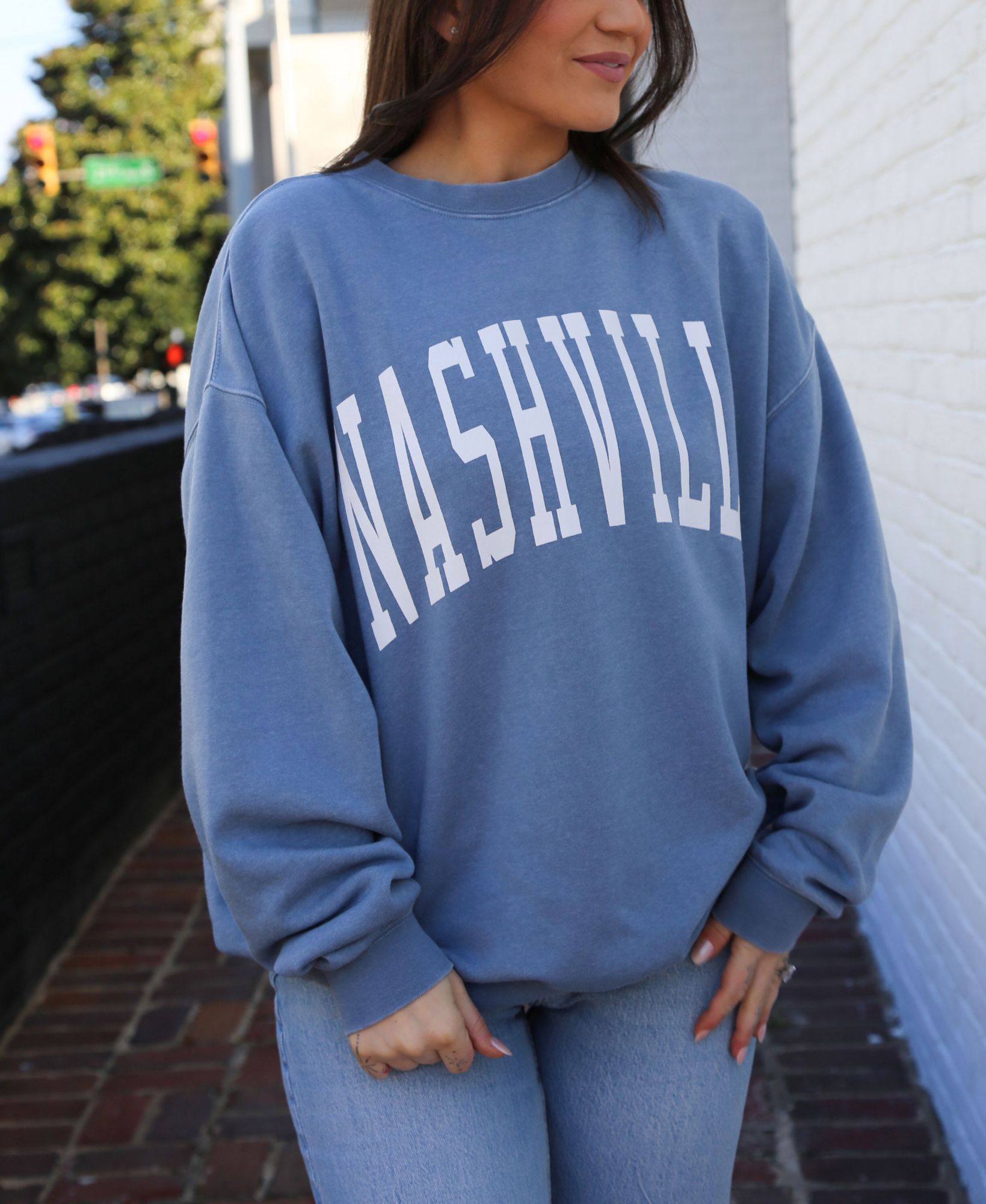 Nash Women's Nashville Grey Oversized Crewneck Sweatshirt product image