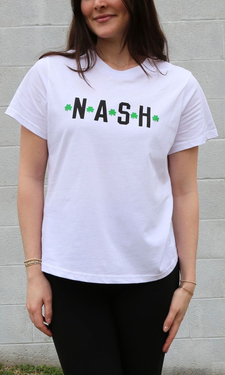 Nash Women's Nashville St. Patrick's Day 2025 White Shamrock T-Shirt product image