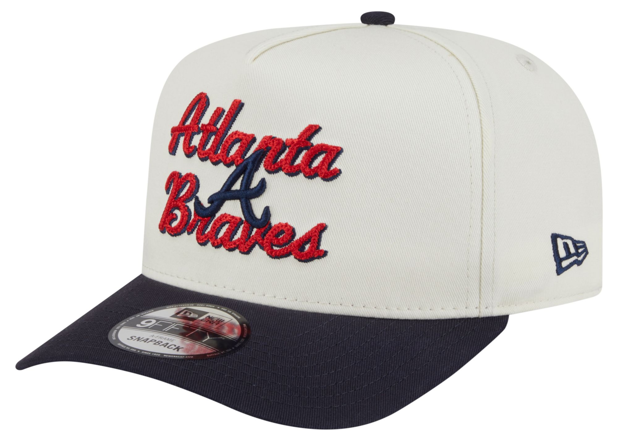 New Era Adult Atlanta Braves White Chainstitch 9Fifty A-Frame Adjustable Hat product image