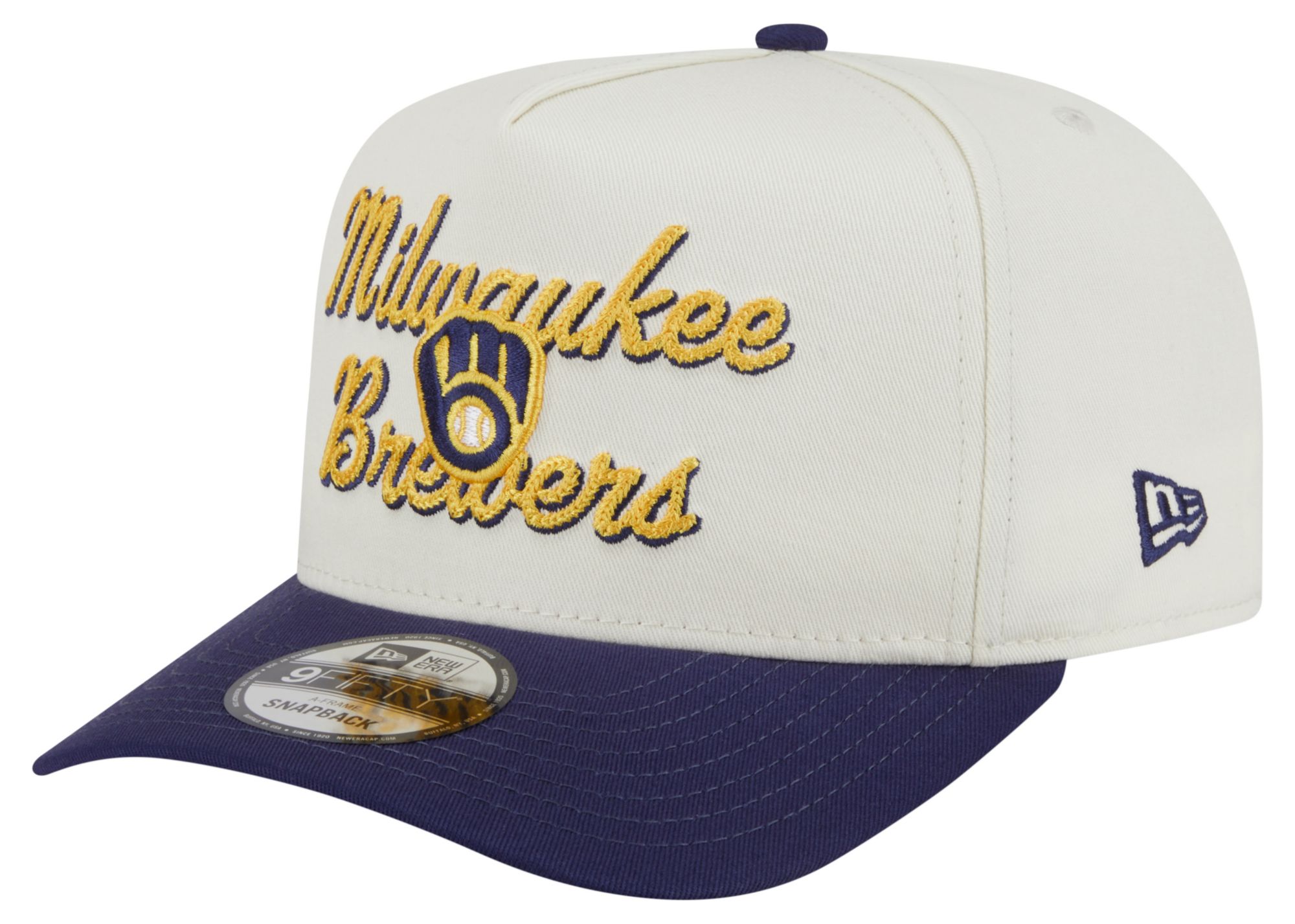 New Era Adult Milwaukee Brewers White Chainstitch 9Fifty A-Frame Adjustable Hat product image