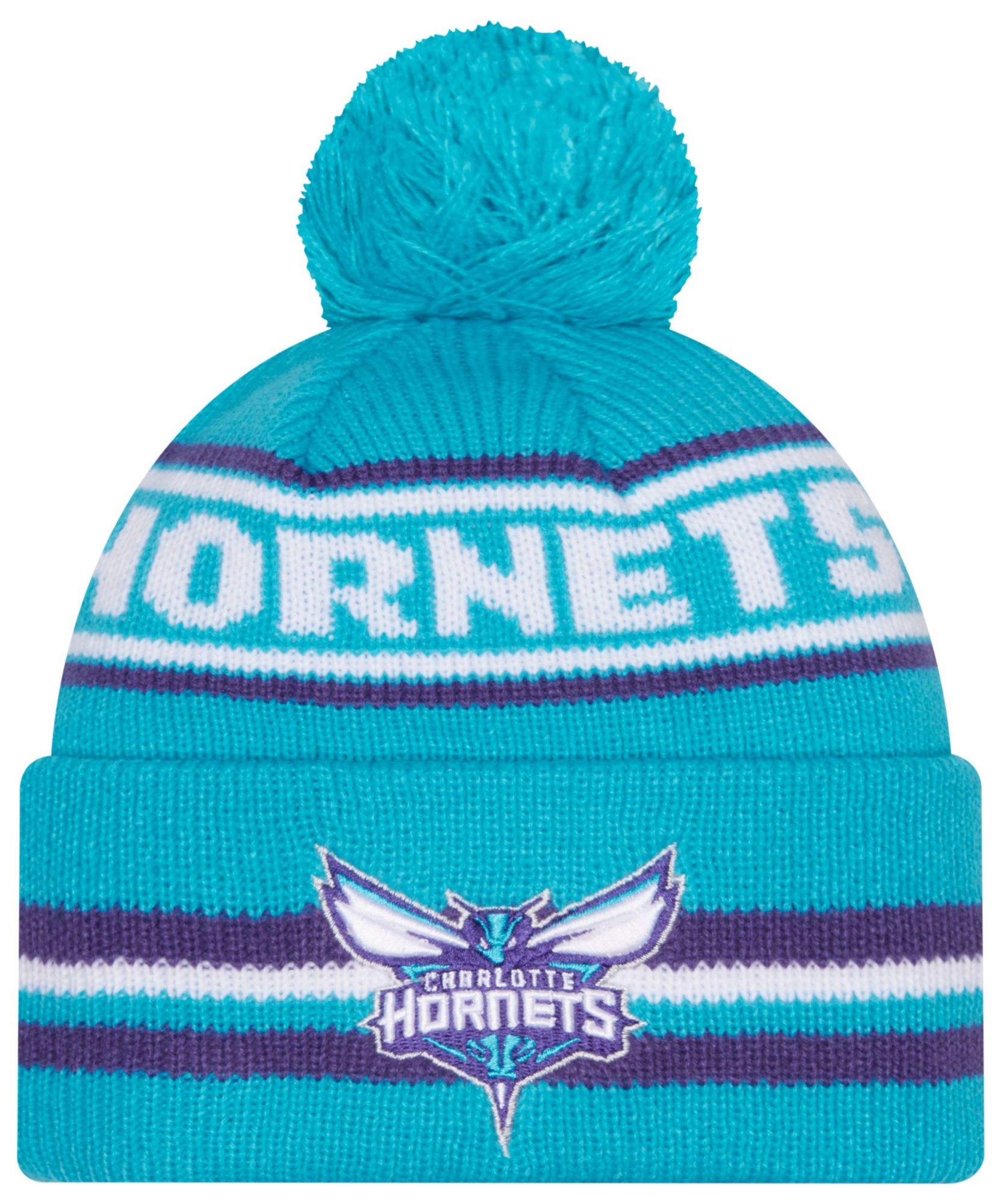 New Era Adult Charlotte Hornets Teal Classic Pom Cuffed Knit Beanie product image