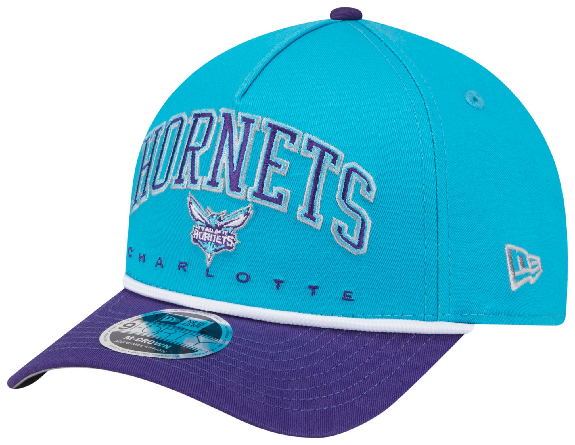New Era Adult Charlotte Hornets Teal Arch Rope 9Forty M-Crown A-Frame Adjustable Hat product image