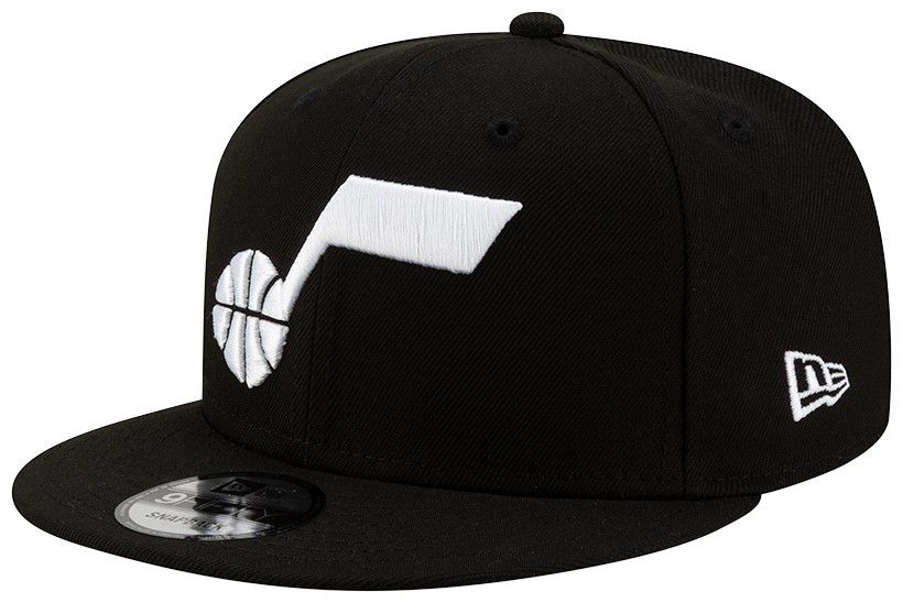 New Era Adult Utah Jazz Black B&W Logo 9Fifty Adjustable Snapback Hat product image