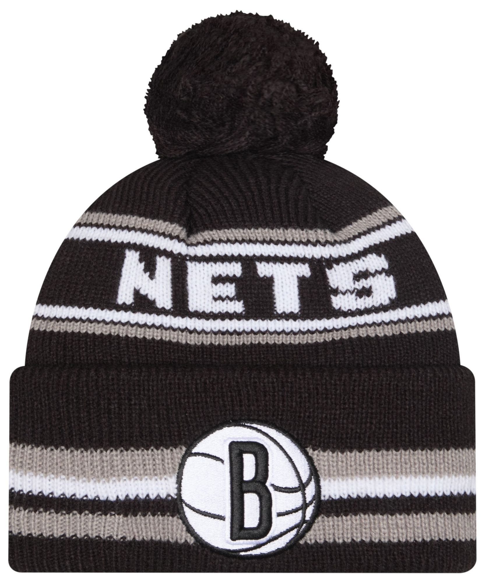 New Era Adult Brooklyn Nets Black Classic Pom Cuffed Knit Beanie product image