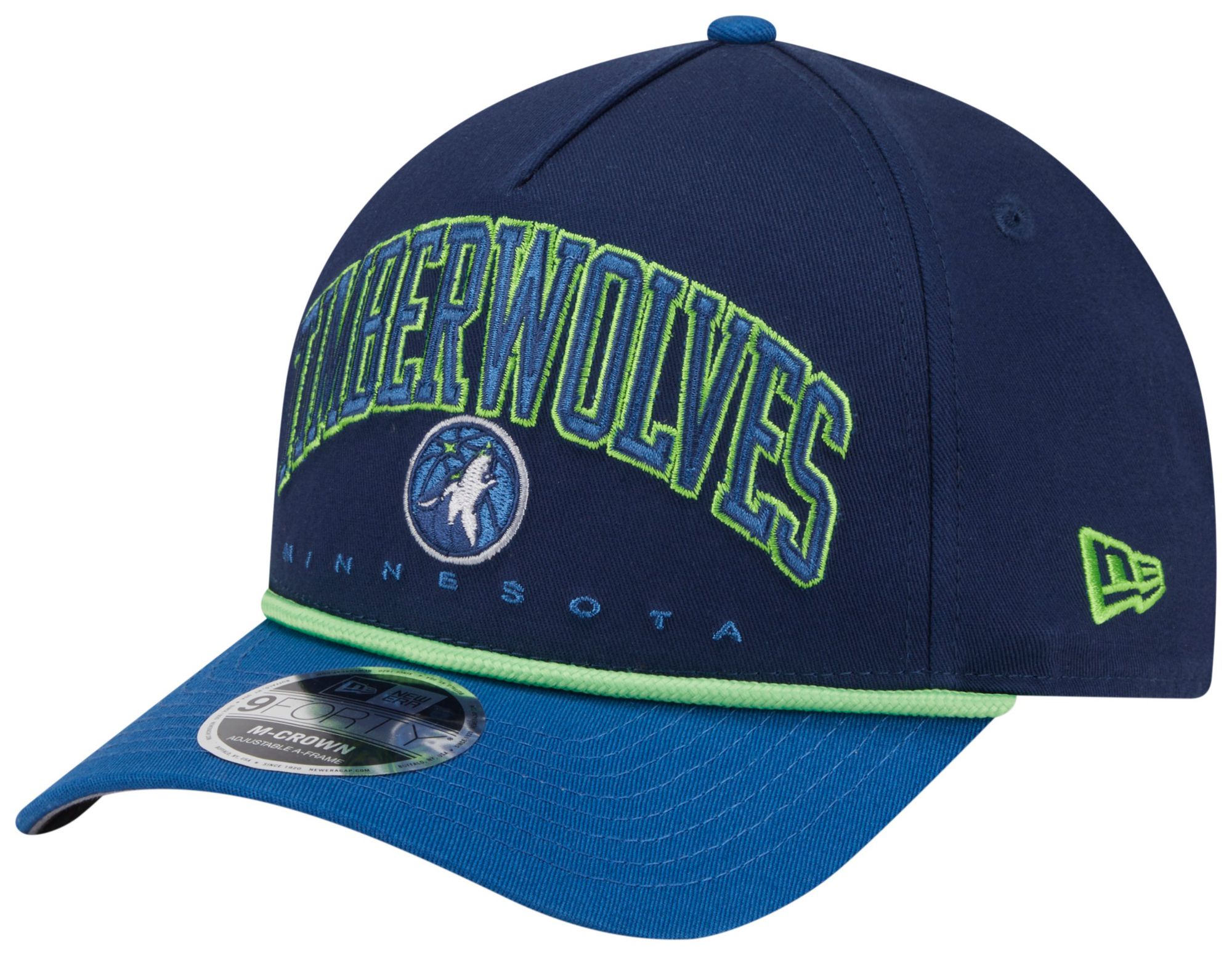 New Era Adult Minnesota Timberwolves Navy Arch Rope 9Forty M-Crown A-Frame Adjustable Hat product image