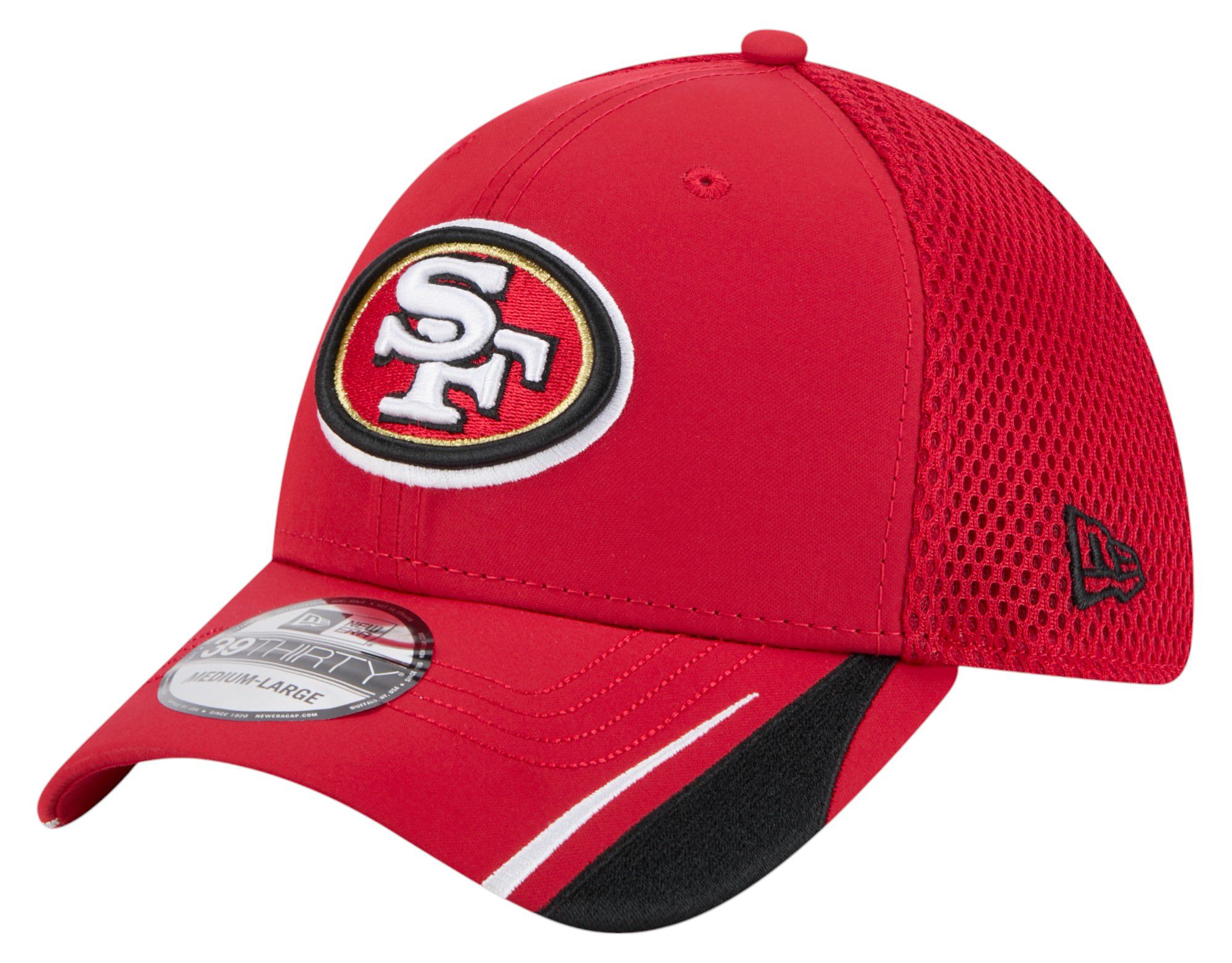 New Era Adult San Francisco 49ers Red Linear 39Thirty Adjustable Hat product image
