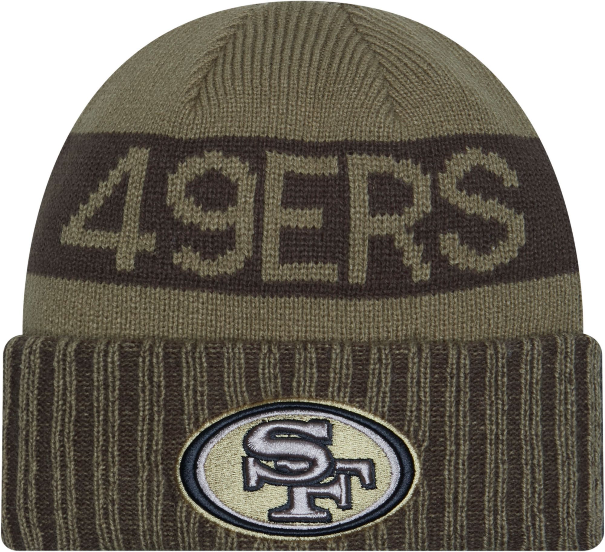 New Era Adult San Francisco 49ers Salute To Service 2025 Olive Green Knit Beanie product image