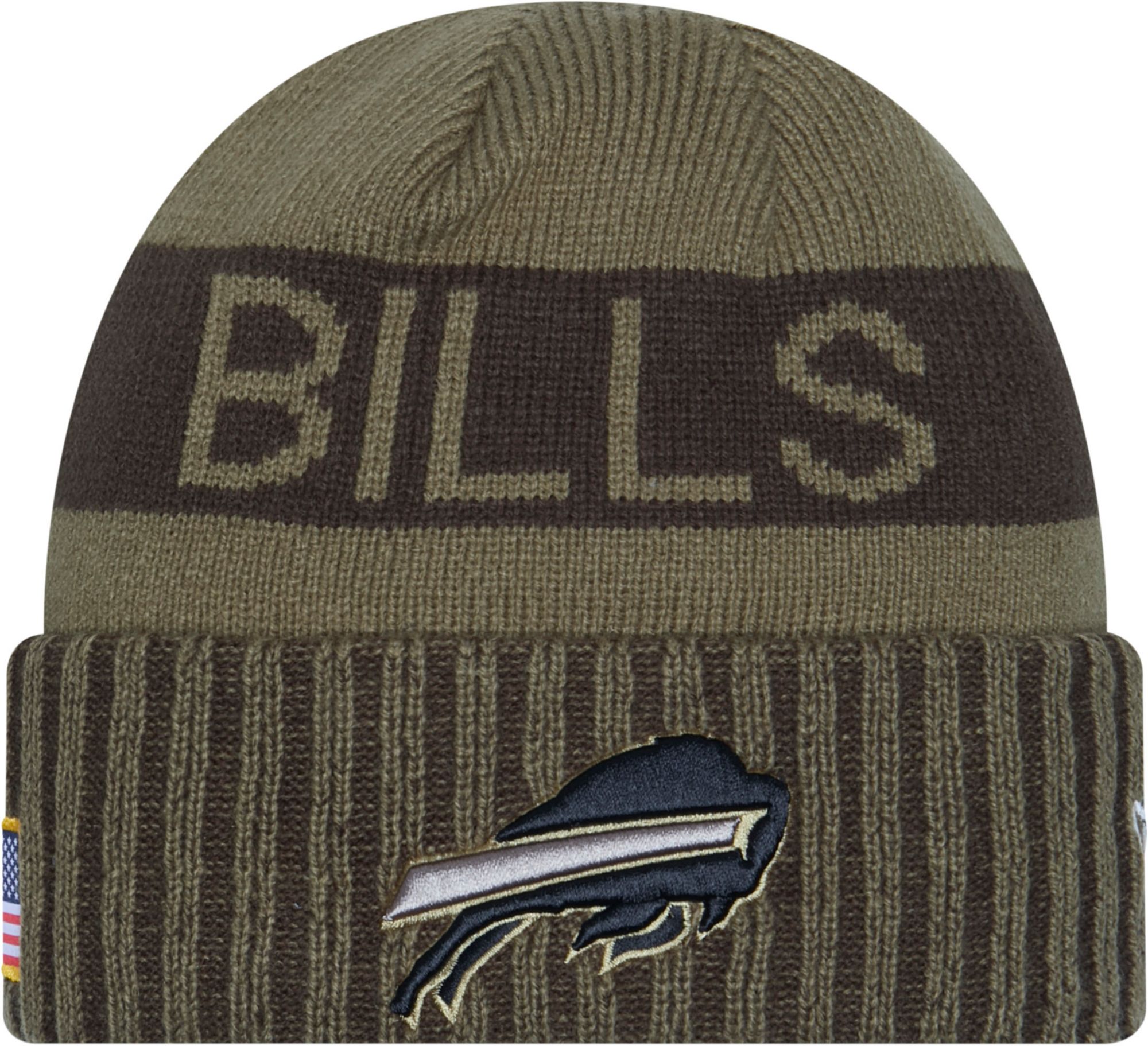 New Era Adult Buffalo Bills Salute To Service 2025 Olive Green Knit Beanie product image