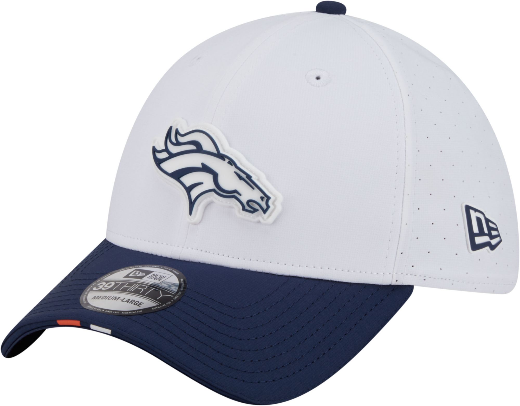 New Era Adult Denver Broncos Training Camp 2025 White 39Thirty Stretch Fit Hat product image