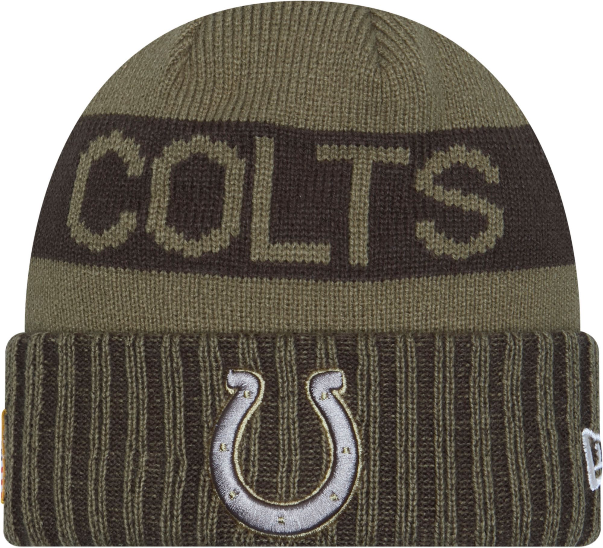 New Era Adult Indianapolis Colts Salute To Service 2025 Olive Green Knit Beanie product image
