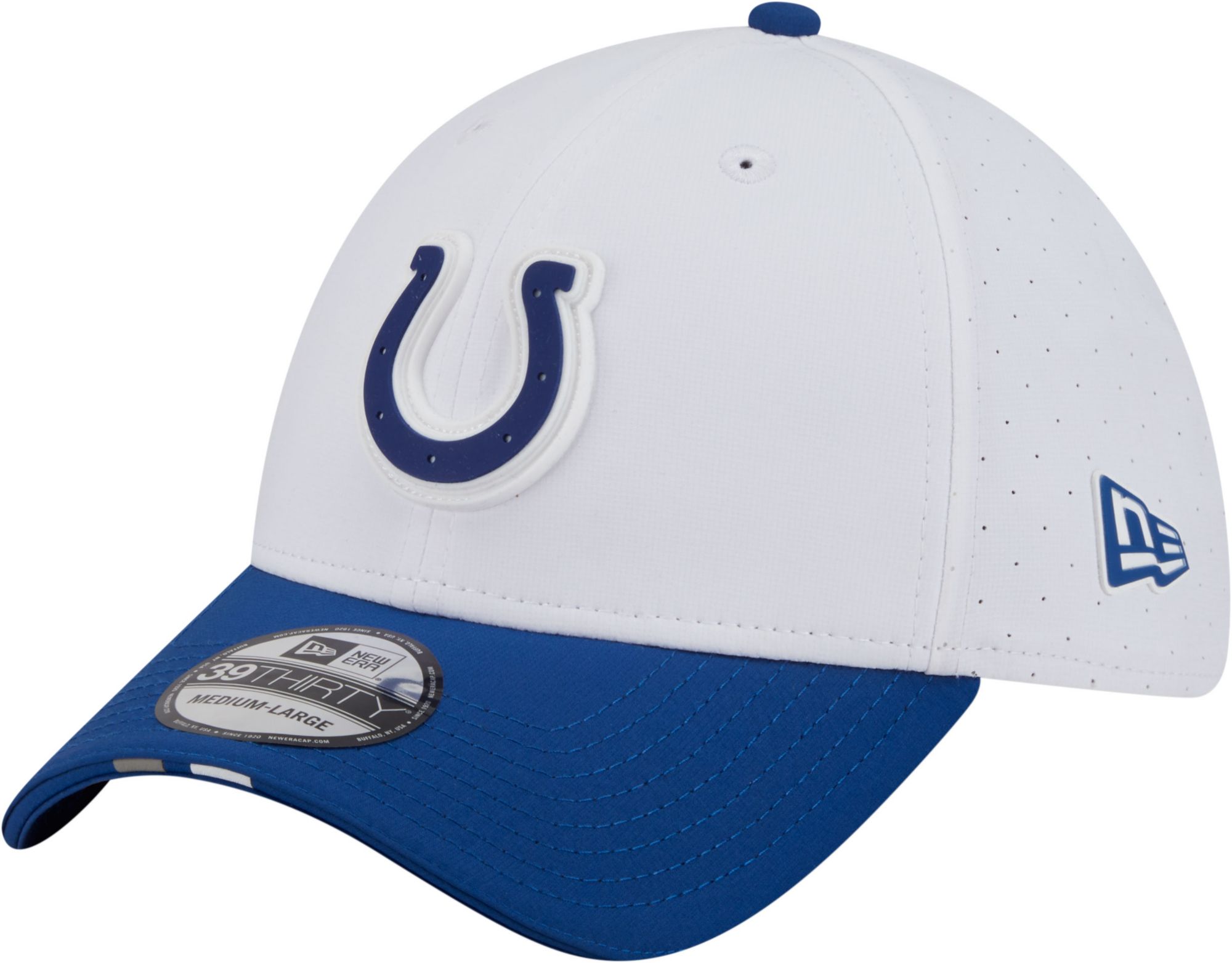 New Era Adult Indianapolis Colts Training Camp 2025 White 39Thirty Stretch Fit Hat product image