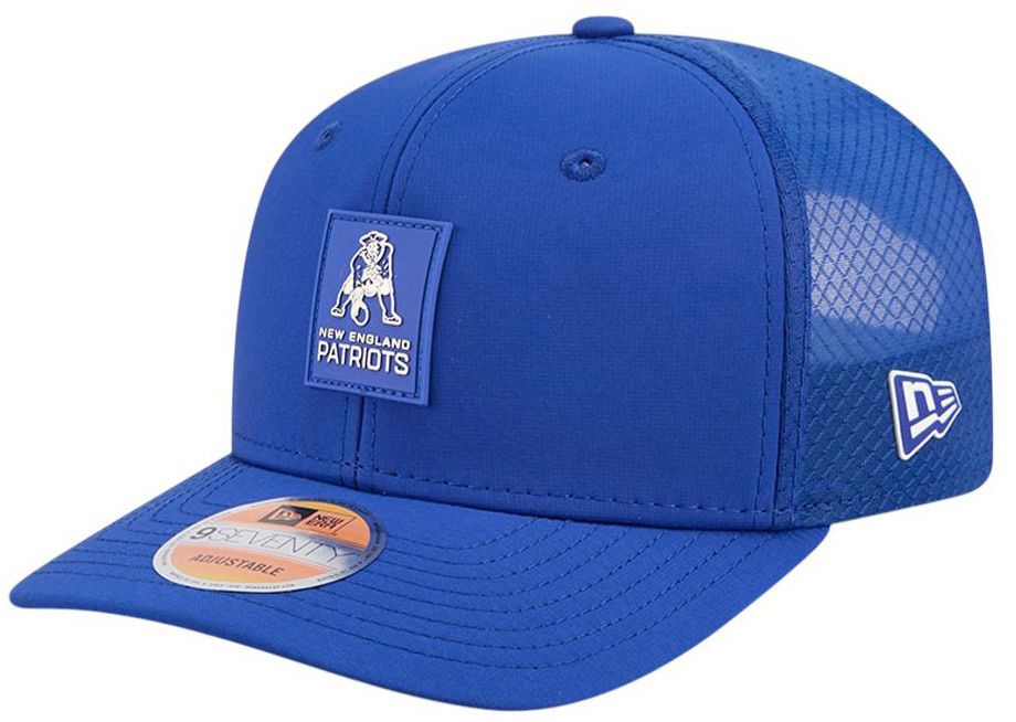 New Era Adult New England Patriots Sideline 2025 Throwback Medium Blue 9Seventy Adjustable Trucker Hat product image