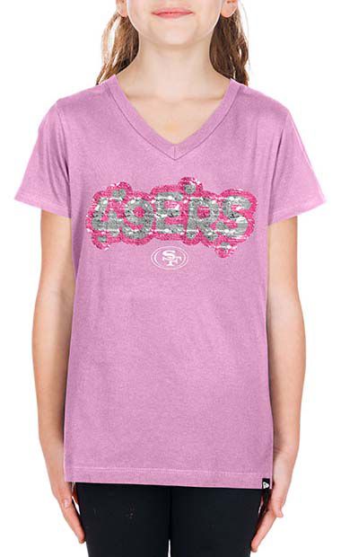 New Era Girls' San Francisco 49ers Pastel Pink Sequin Flip T-Shirt product image