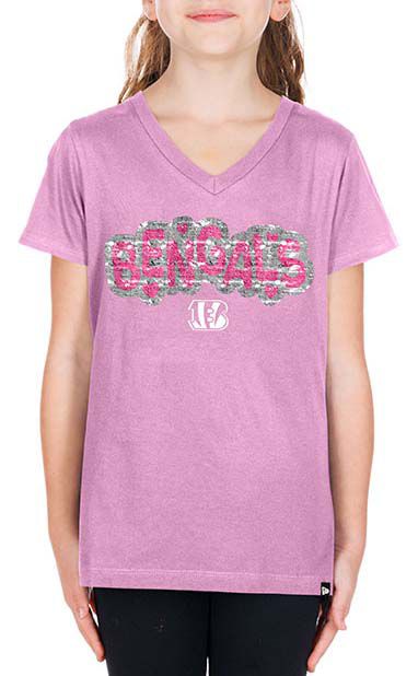 New Era Girls' Cincinnati Bengals Pastel Pink Sequin Flip T-Shirt product image