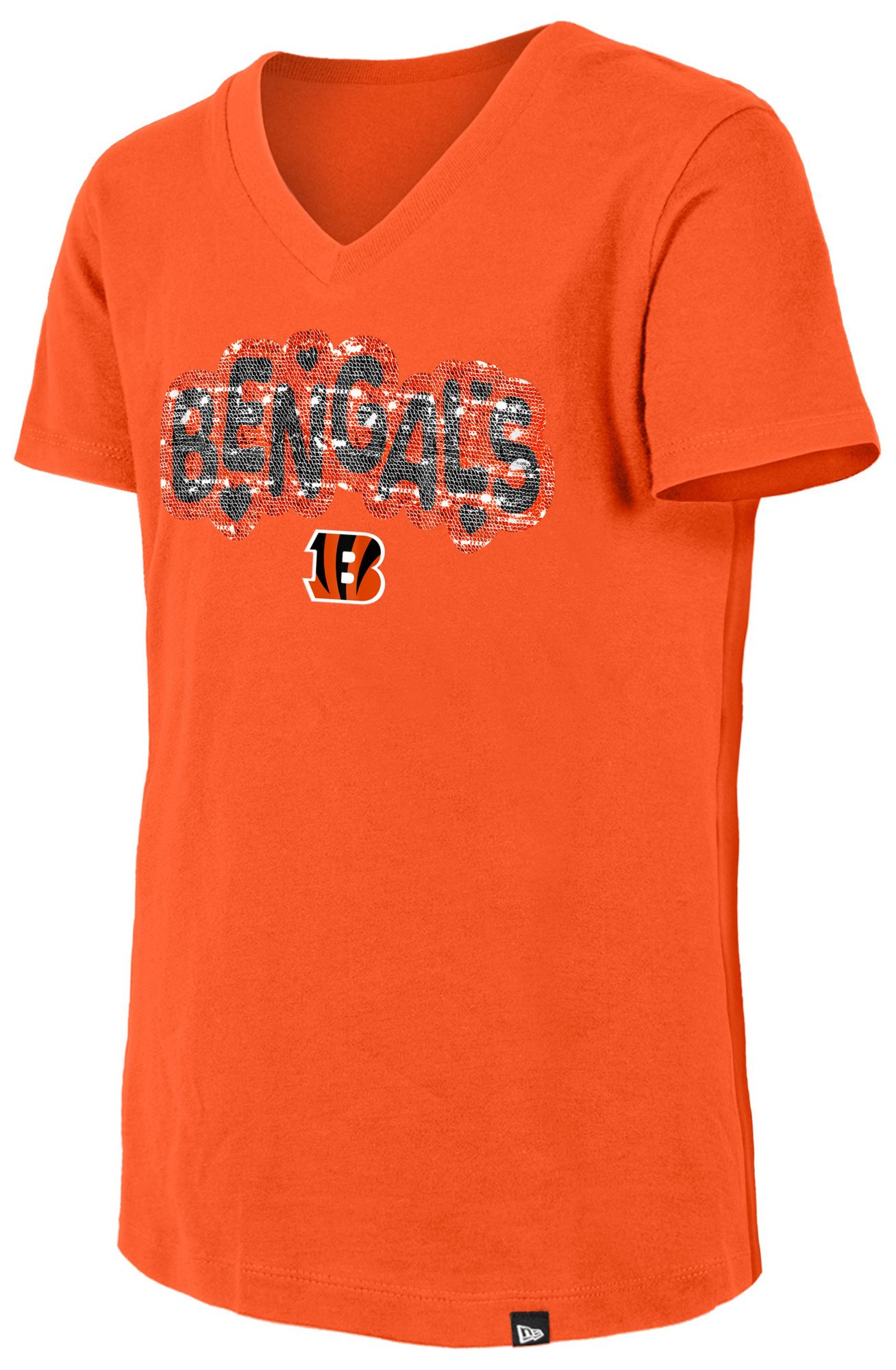 New Era Girls' Cincinnati Bengals Orange Sequin Flip T-Shirt product image