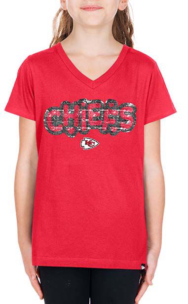 New Era Girls' Kansas City Chiefs Red Sequin Flip T-Shirt product image